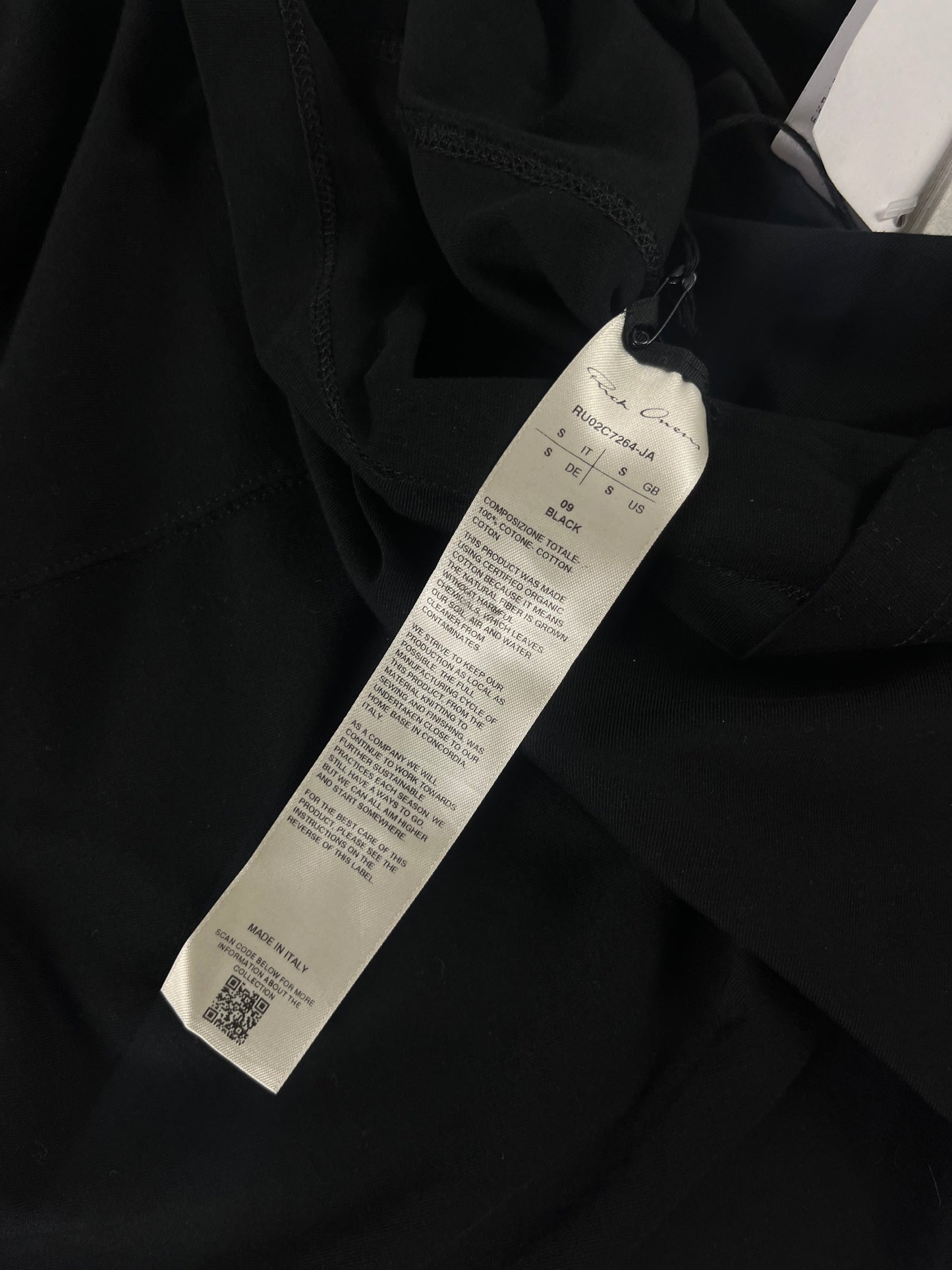 Rick Owens Black "Luxor" Coton Tee Shirt FW 2023 - S