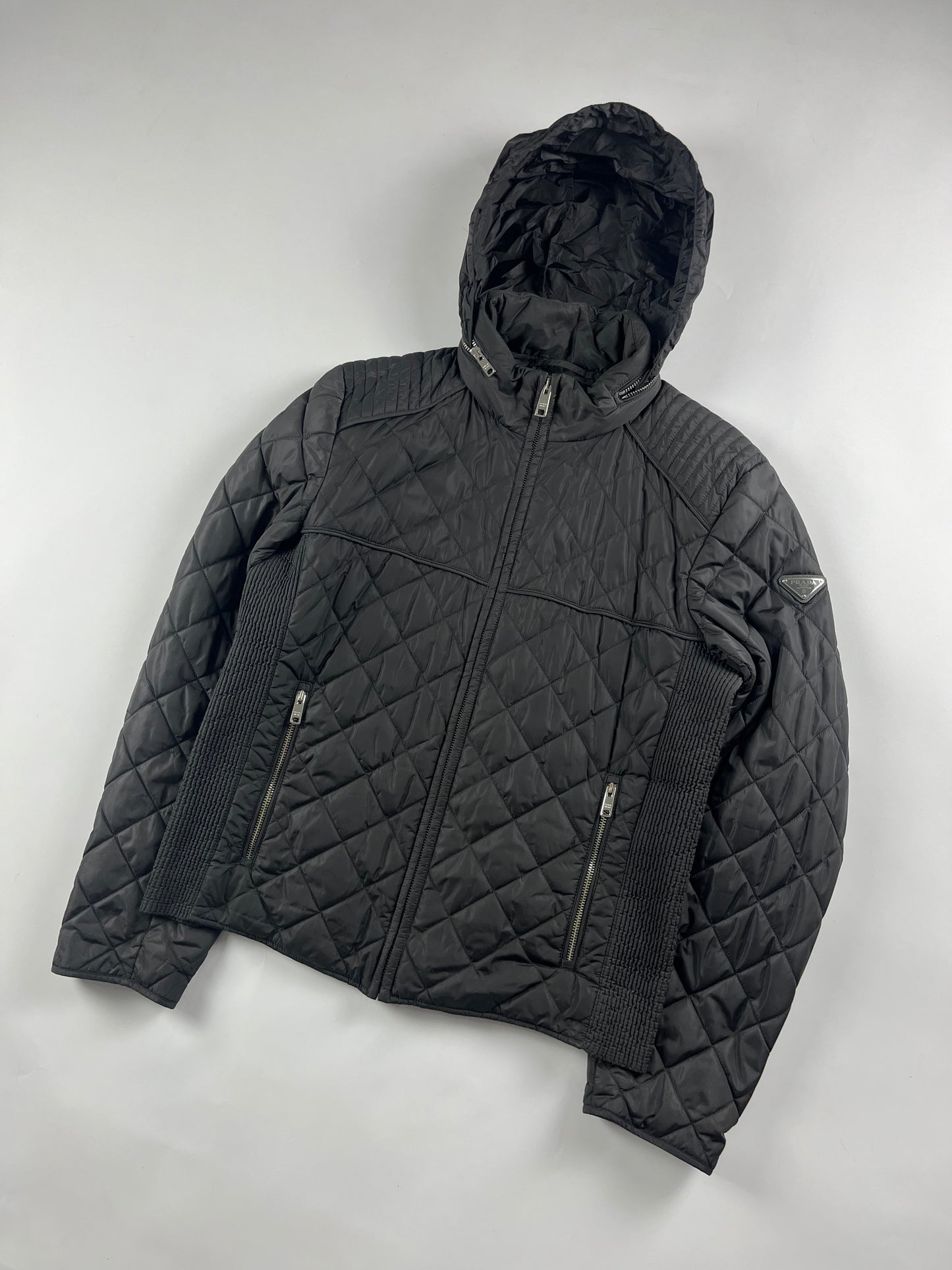 Prada Grey Padded Triangle Logo Jacket FW 2018 - M