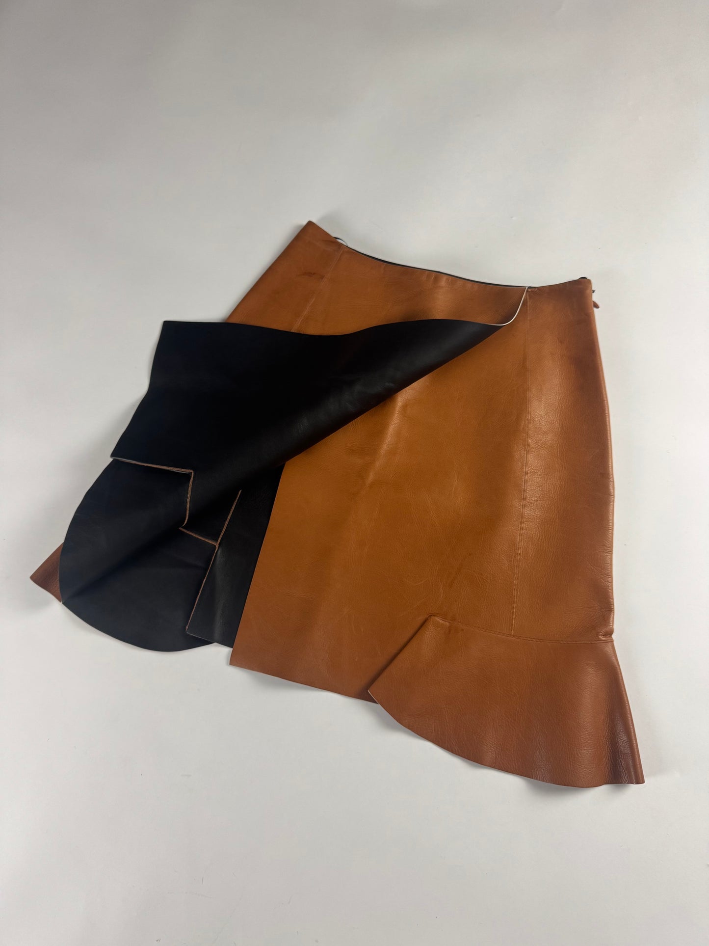 Dior Sample Cognac Brown Leather Skirt SS 2015 - S