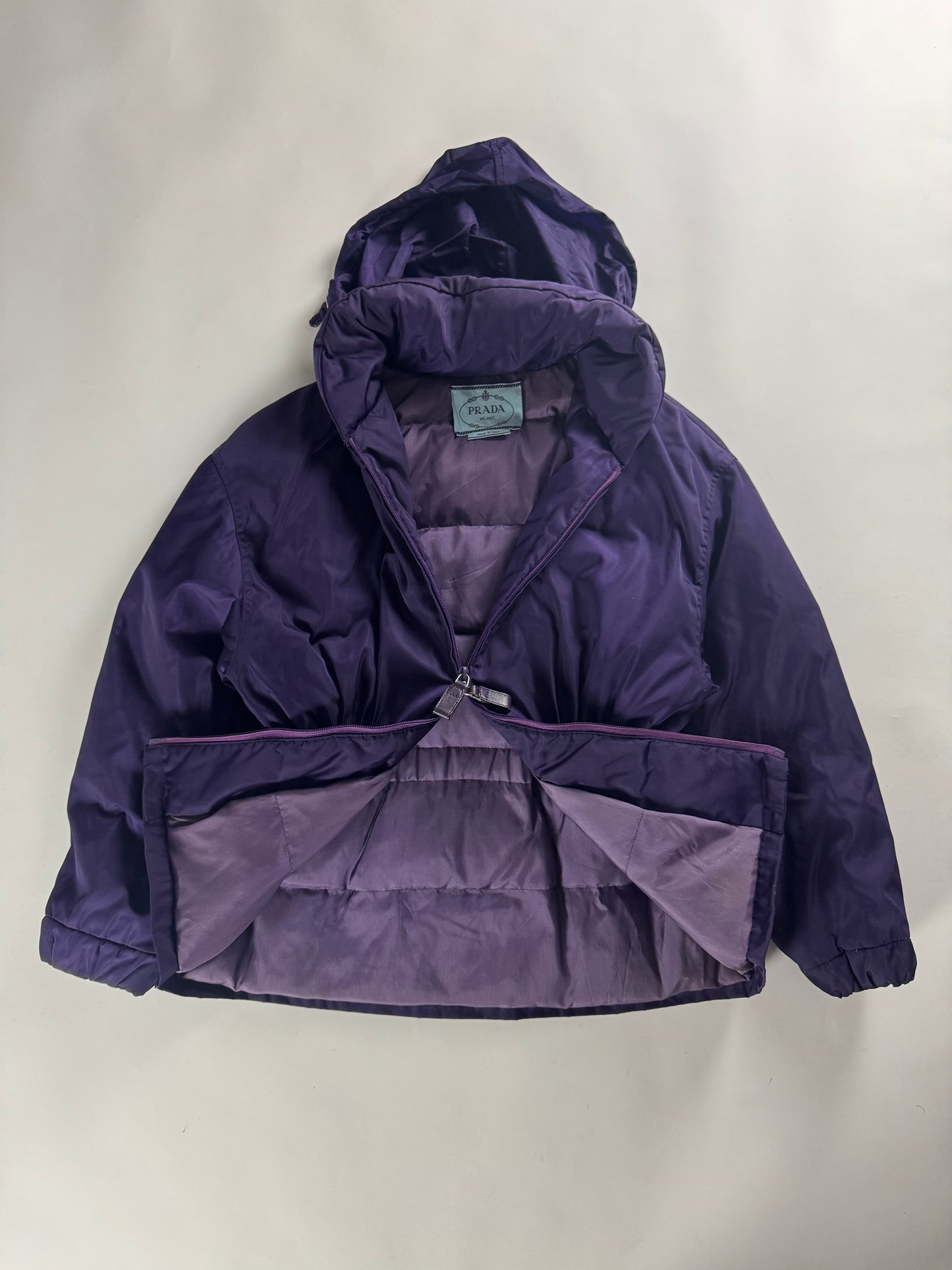 Prada Purple Drawstring Waist Puffer Jacket 1990s - S