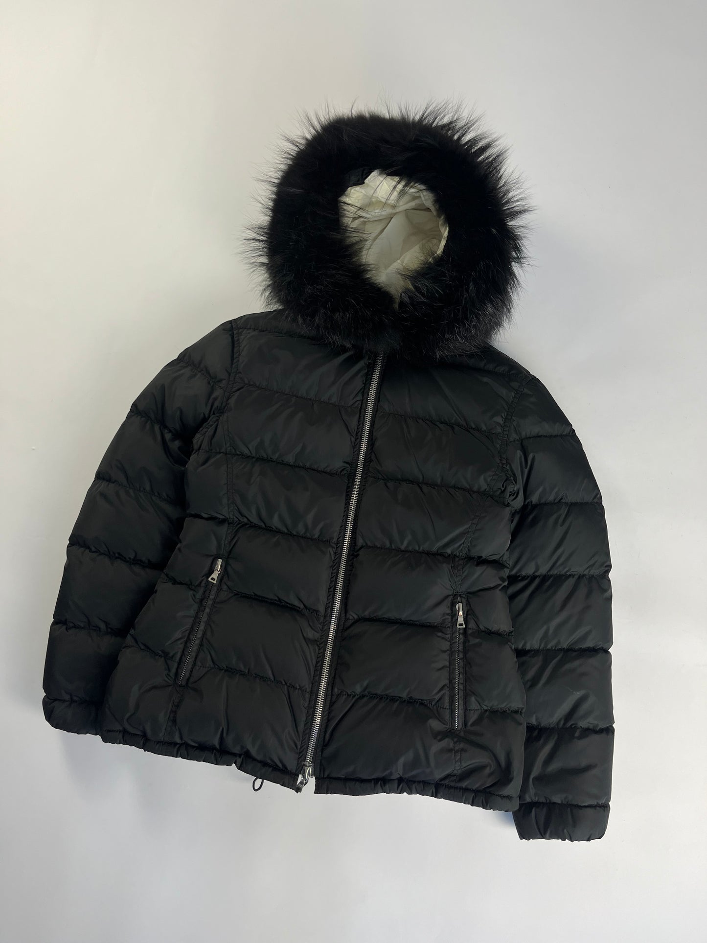 Prada Fur Hooded Puffer Jacket 2000s - S