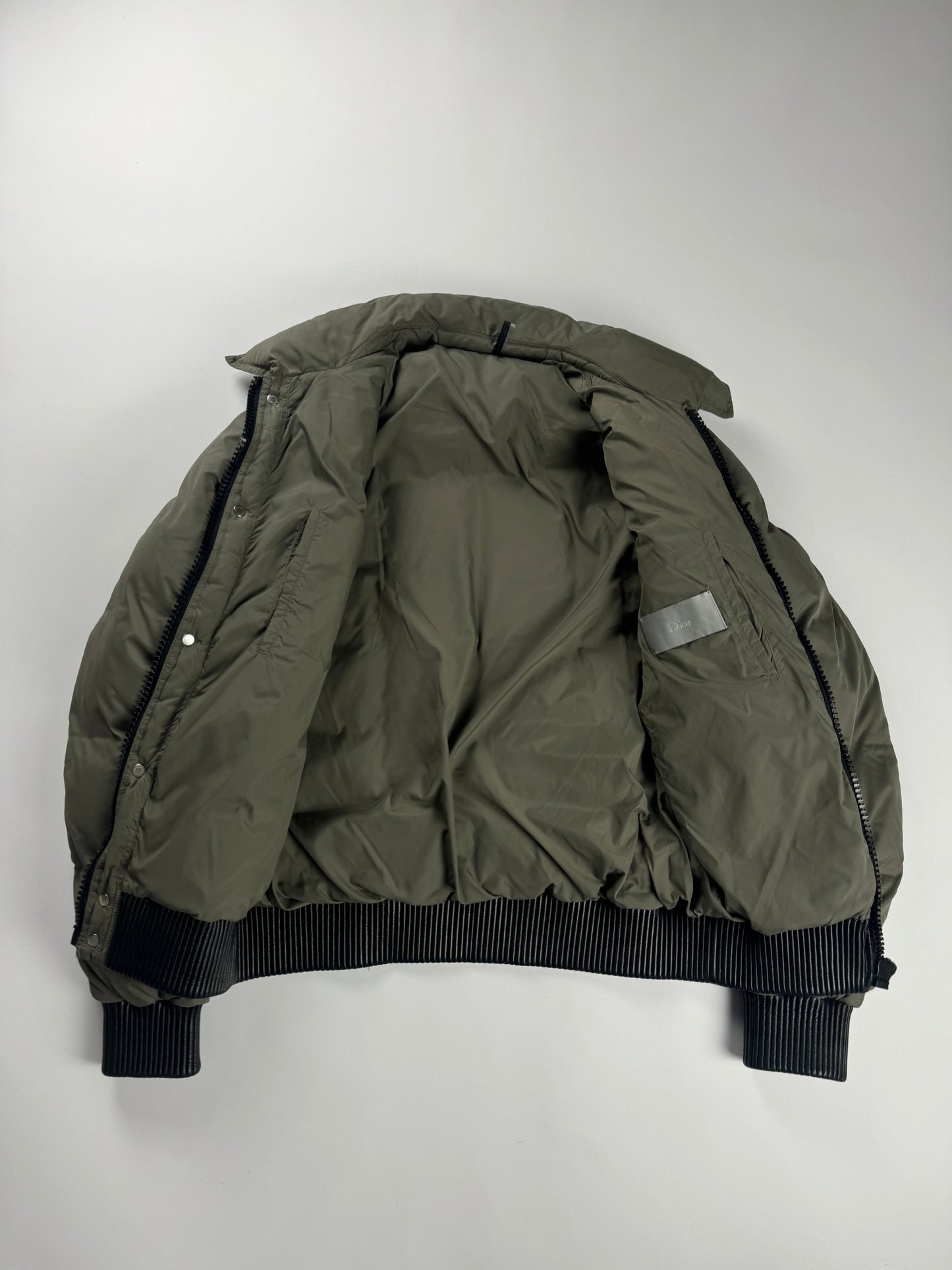 Dior Homme Sample "In The Morning" Hedi Slimane Leather Rib Puffer Jacket FW 2005 - M
