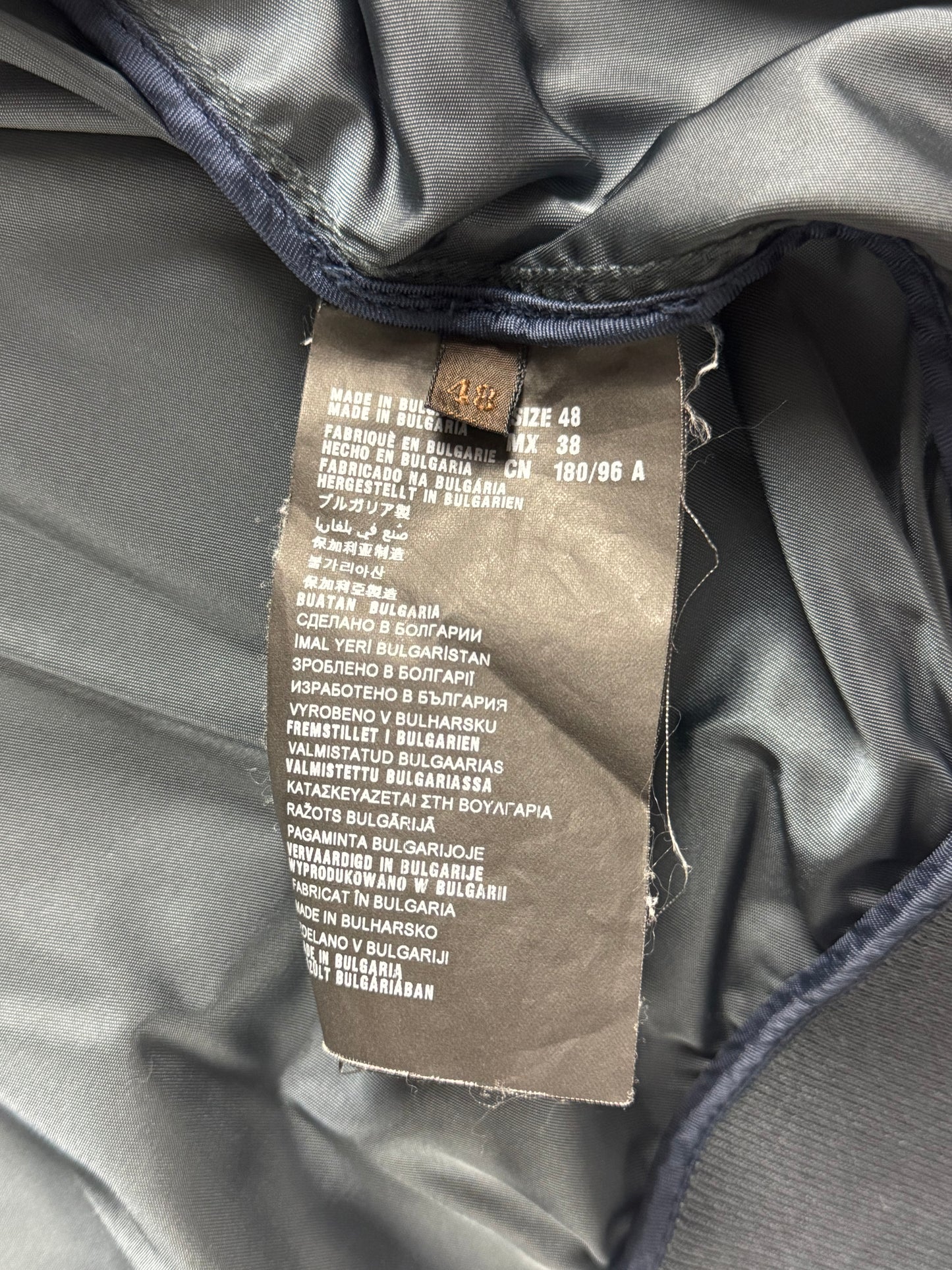 Prada Triangle Logo Navy Nylon Bomber Jacket 2010s - M