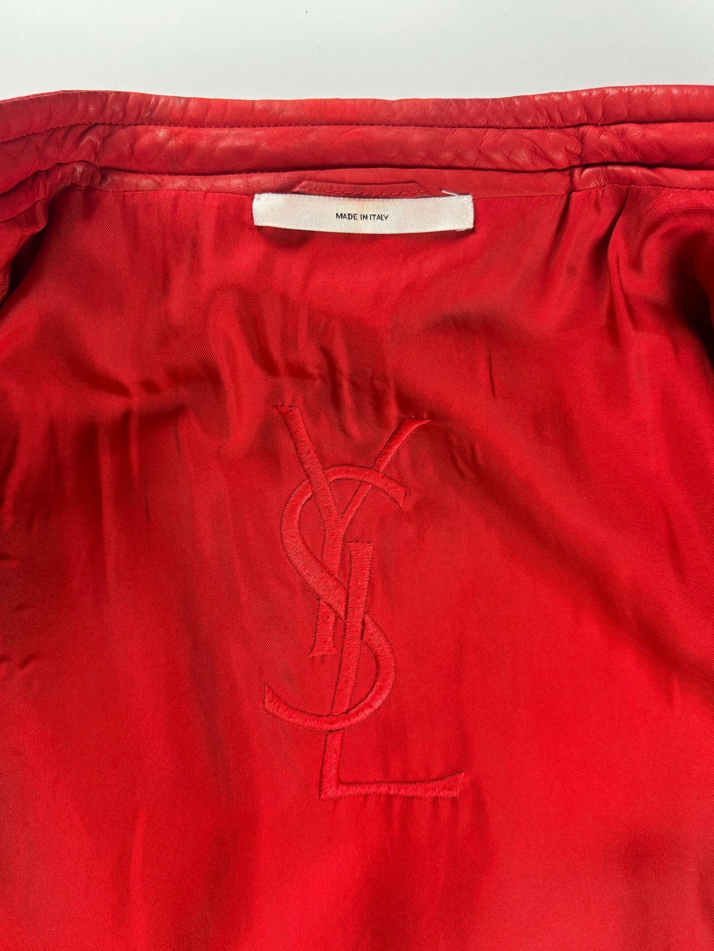 Yves Saint Laurent Rive Gauche Tom Ford Red Leather Motor Jacket SS 2004 - M