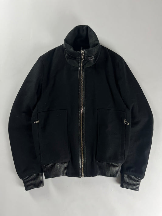 Dior Homme Dark Wool Leather Bomber Jacket FW 2010 - S
