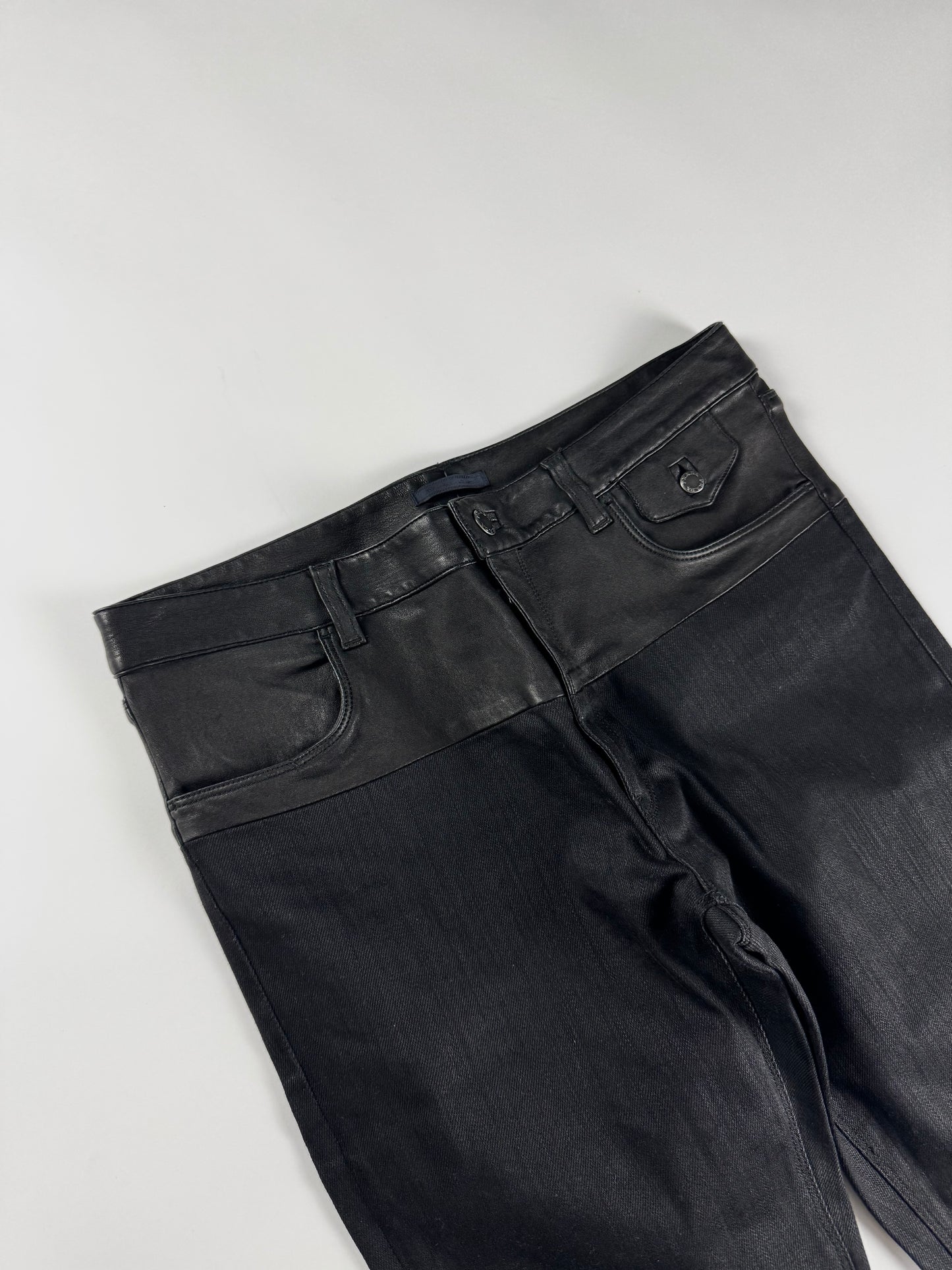 Prada Skinny Black Waist Paneled Leather Pants 2000s - 31 US