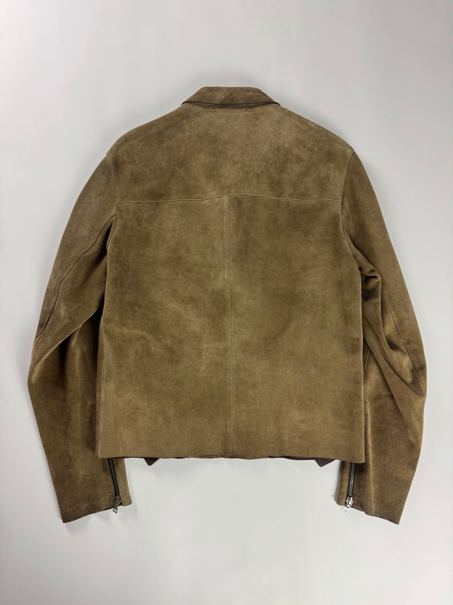 Prada Brushed Camel Suede Leather Perfecto Biker Jacket SS 2000 - M