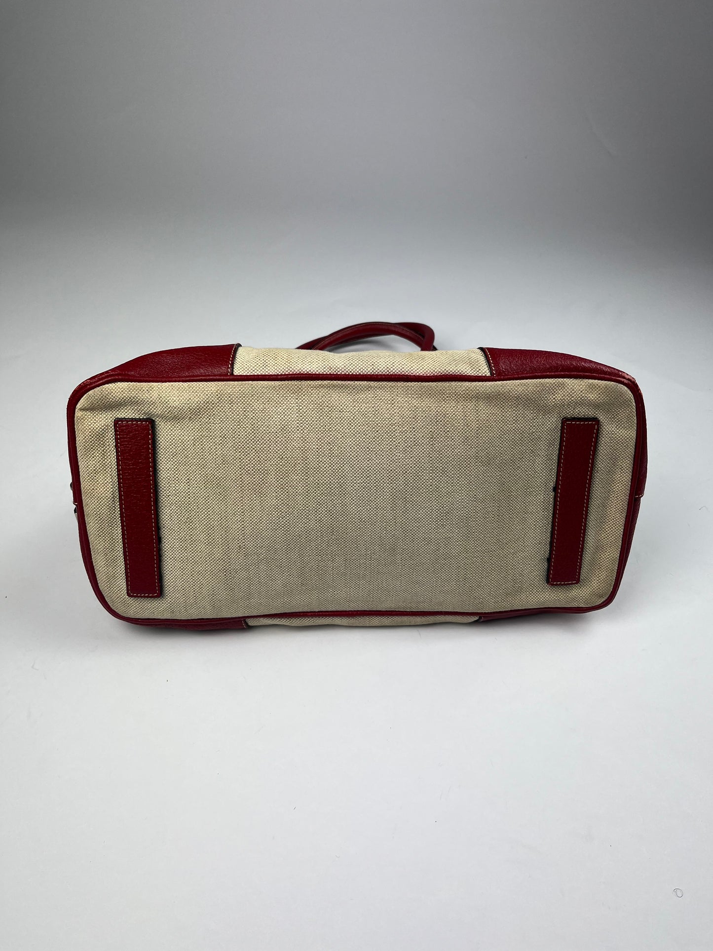 Prada Linen Red Leather Bag SS 1998 - OS