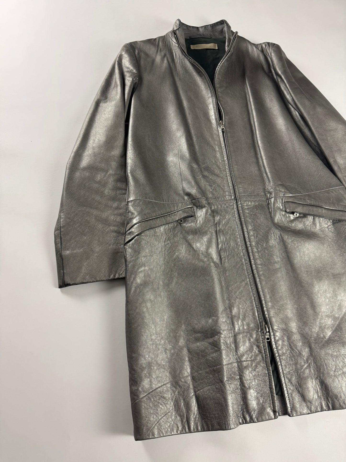 Miu Miu Metallic Leather Double Zip Coat FW 1999 - S