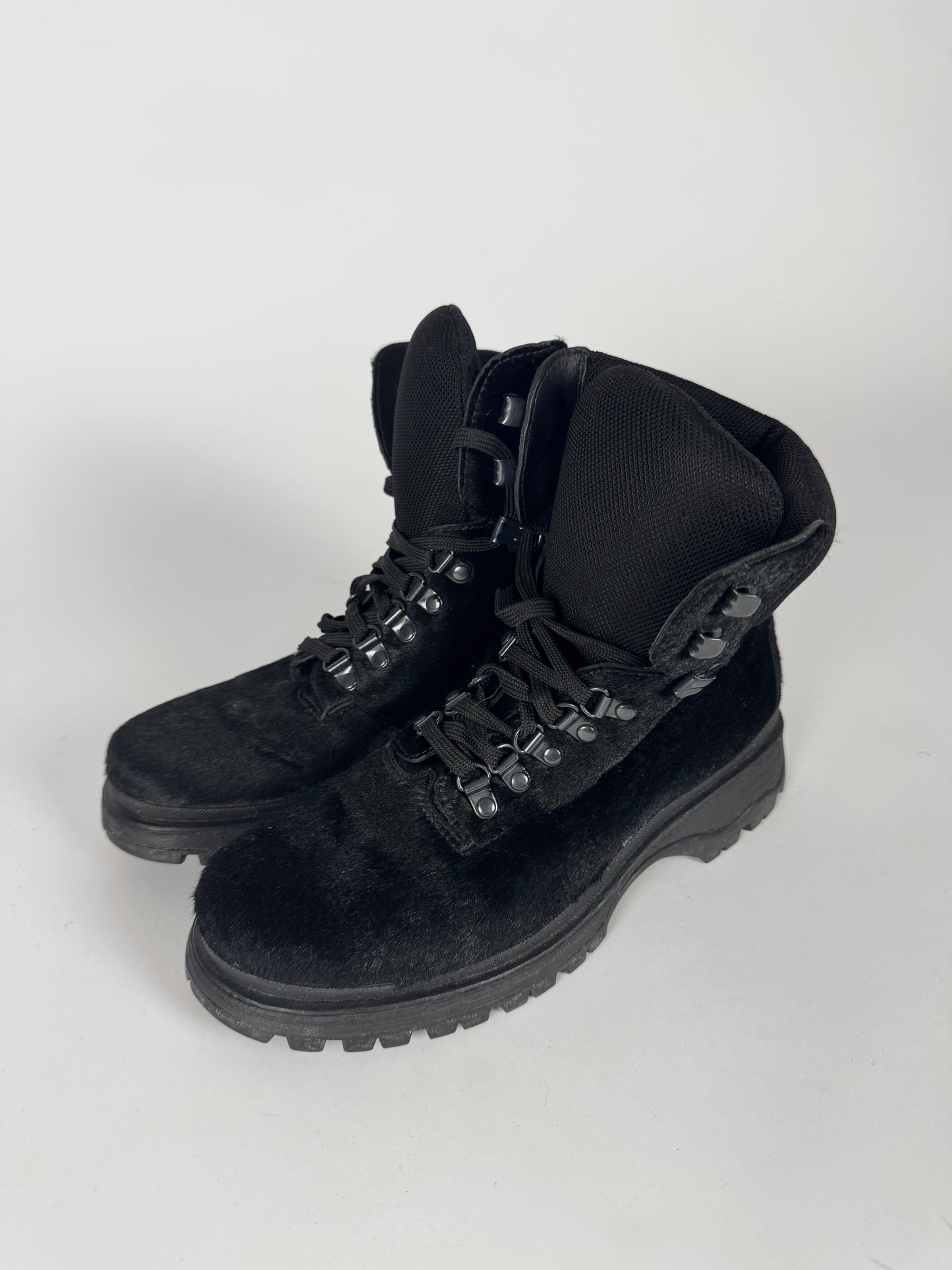 Prada Black Ponyhair Combat Boots FW 1999 - 37 IT/37,5 EU