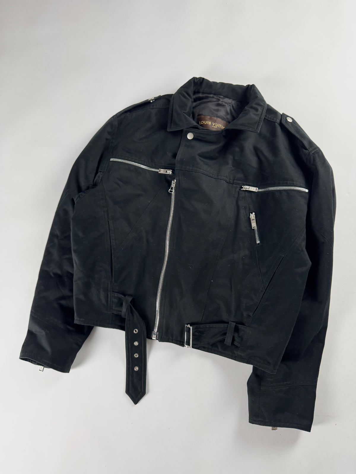 Louis Vuitton Black Cotton Asymmetrical Zipper Perfecto Jacket 2000s - M