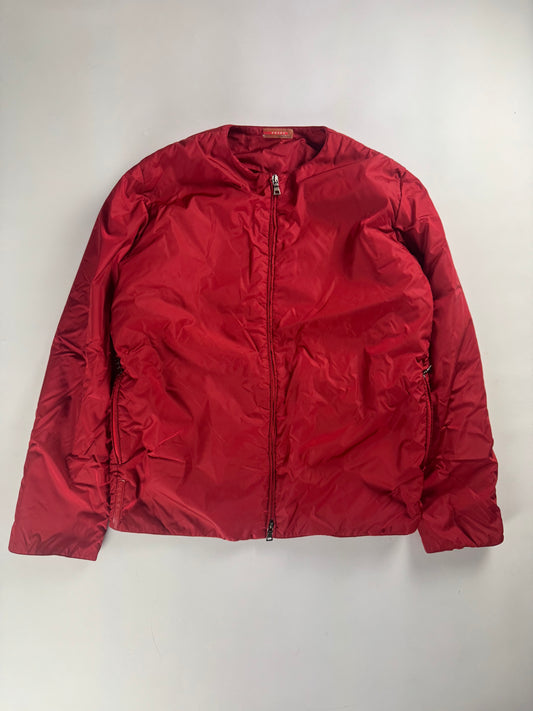 Prada Linea Rossa Red Nylon Collarless Jacket SS 2000 - L
