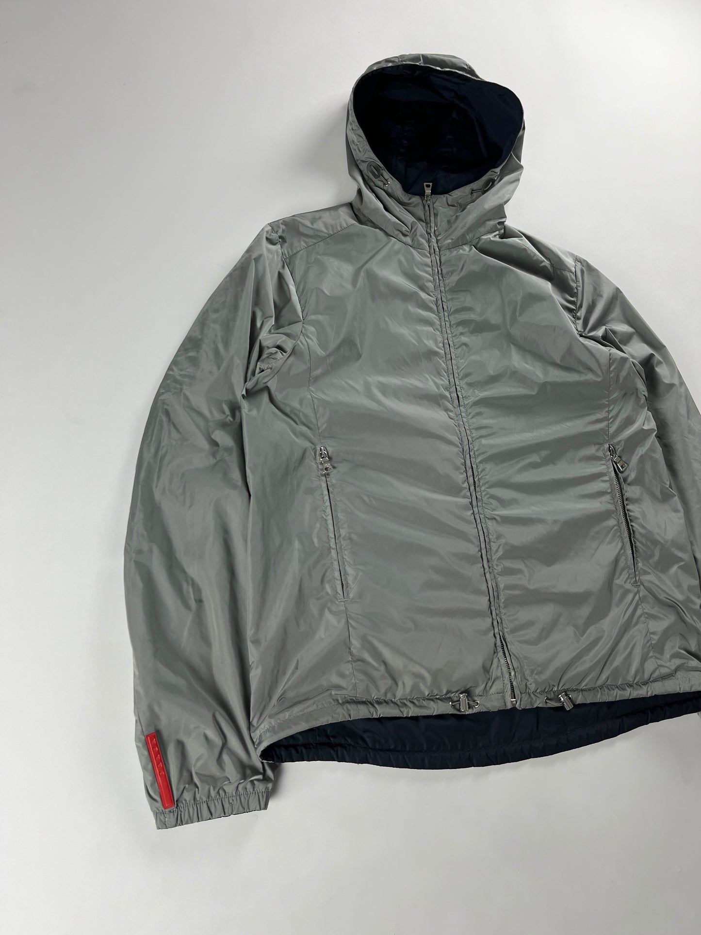 Prada Linea Rossa Reversible Blue Grey Nylon Jacket - M