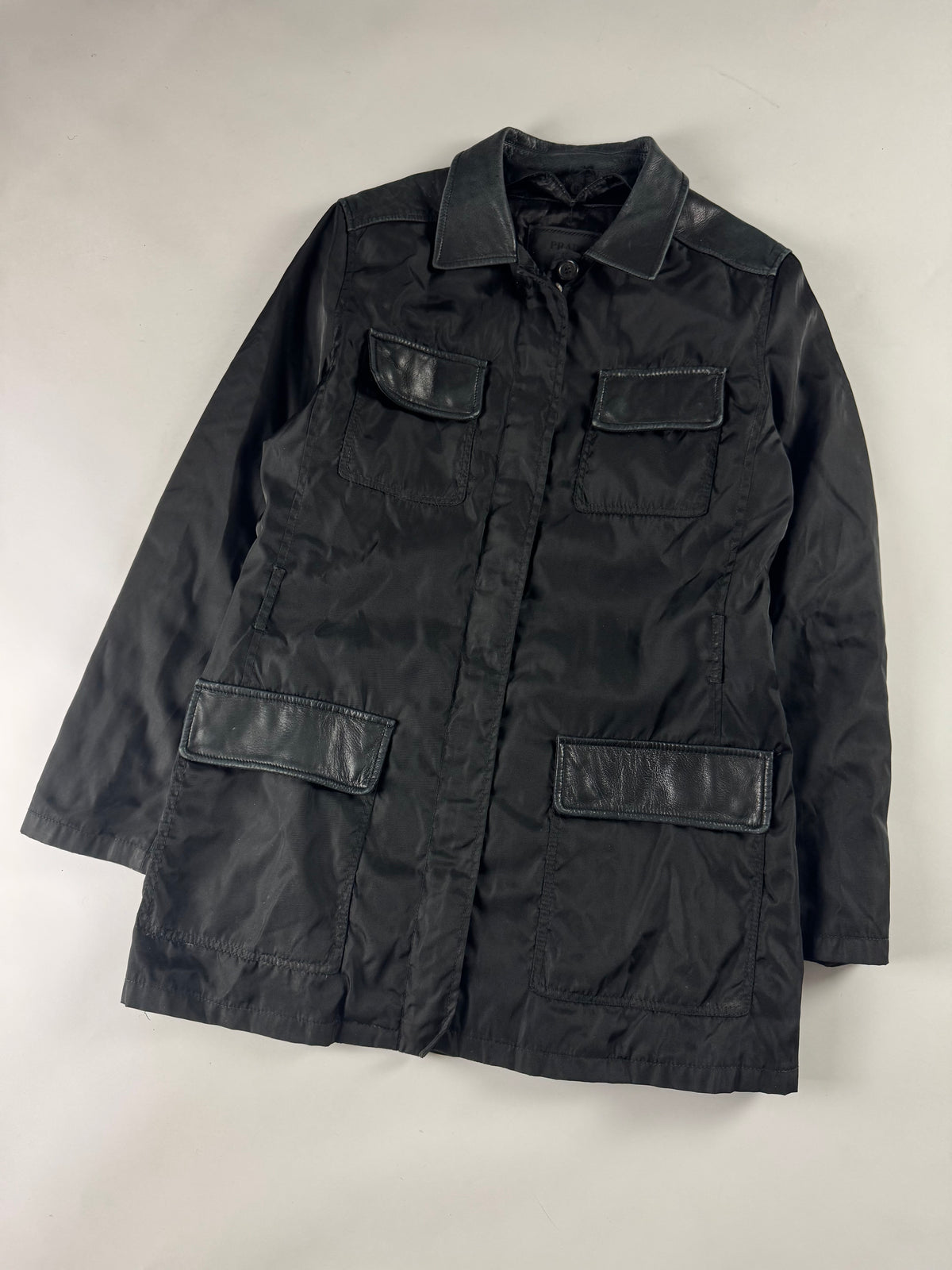 Prada Multi Pockets Leather Collar Officer Jacket FW 1994 - L