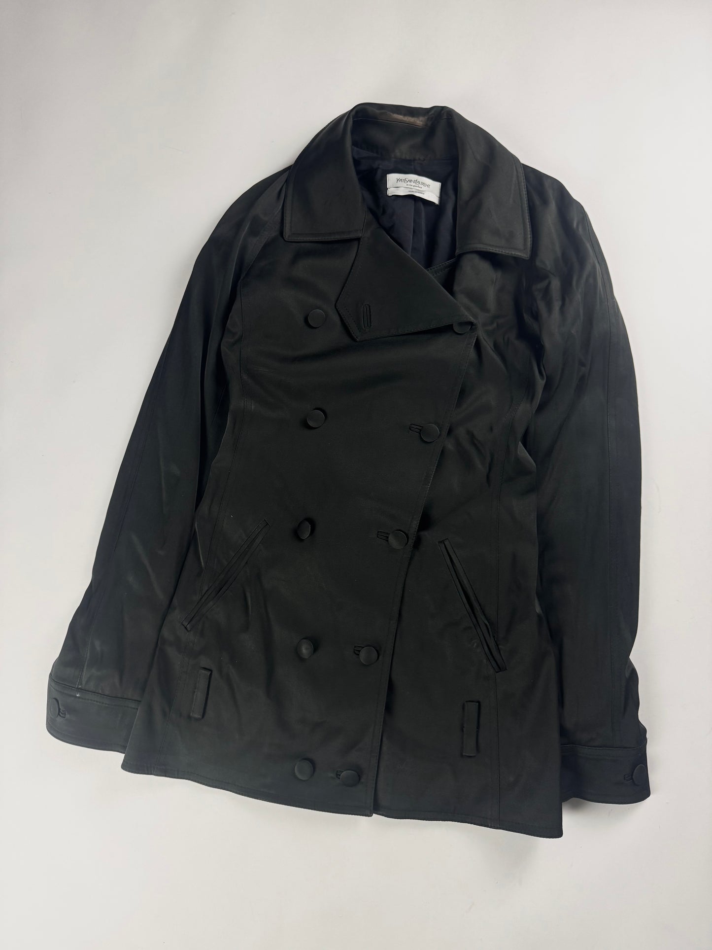 Yves Saint Laurent Sample Black Asymmetric Breasted Jacket 2000s - S