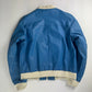 Prada Electric Blue Leather Varsity Bomber Jacket Challenge 2003 - M