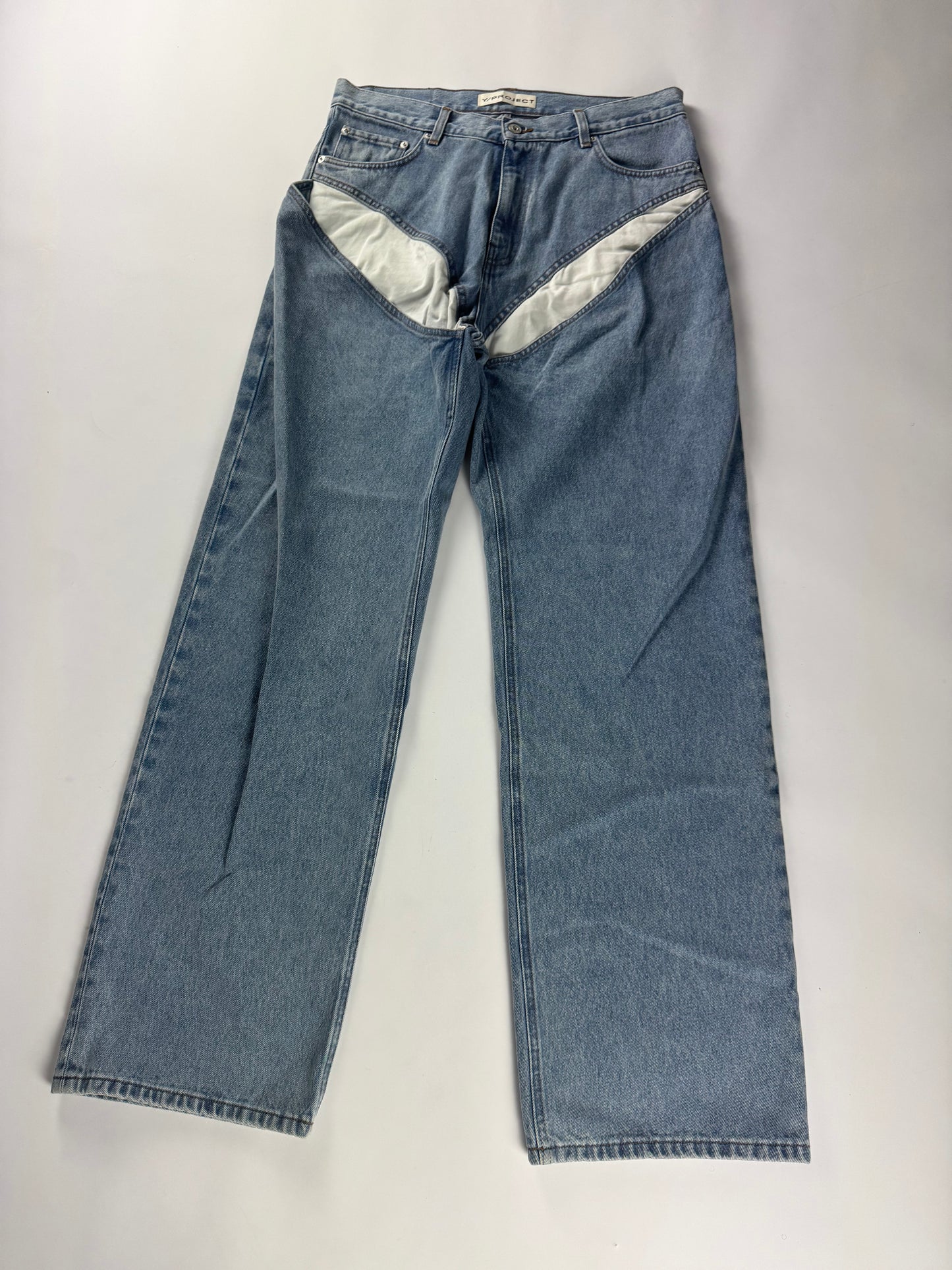 Y/Project Evergreen Cut Out Detail Blue Denim Jeans FW 2023 - 34 US