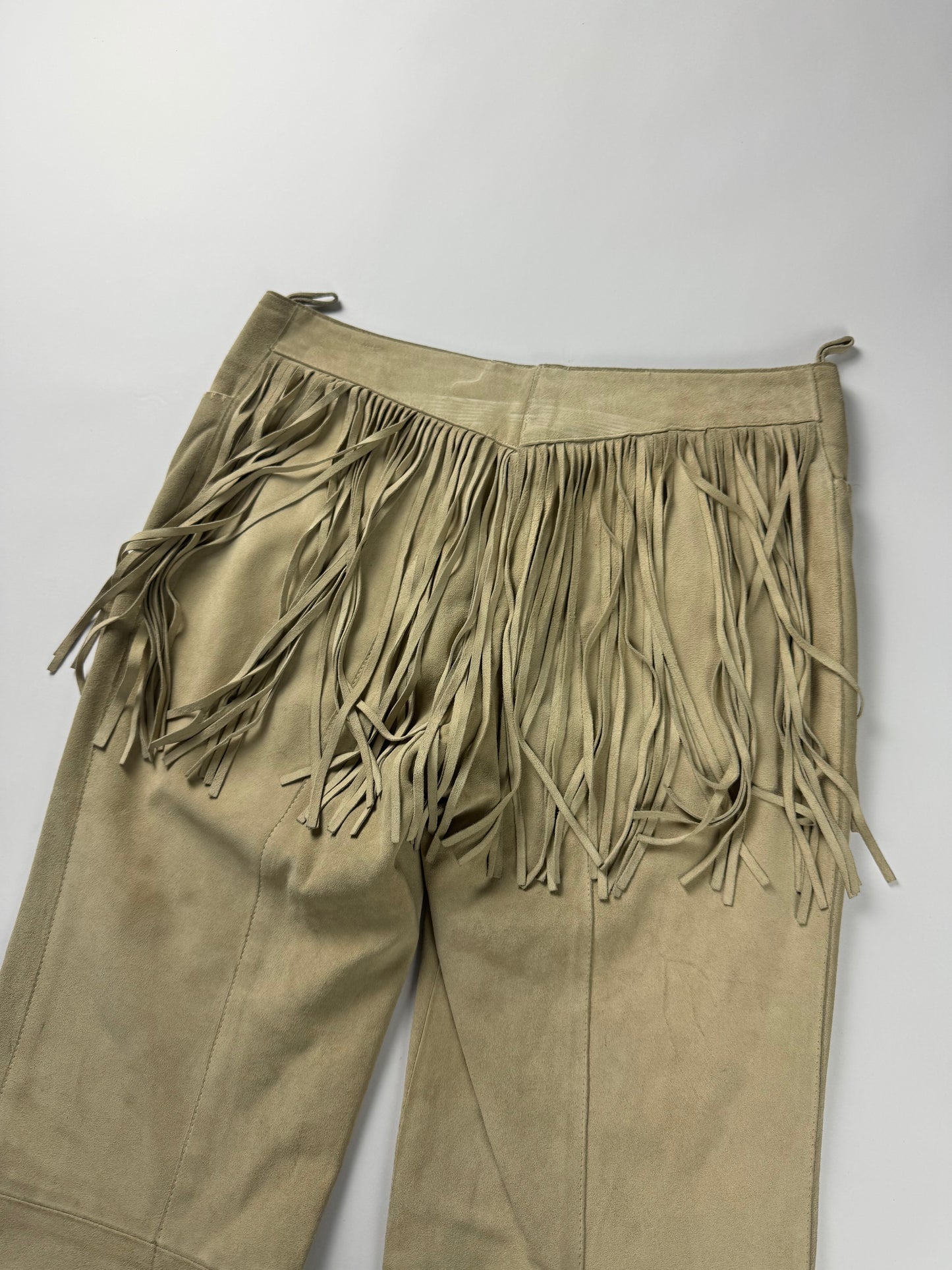 Miu Miu Suede Leather Cowboy Bootcut Pants 2000s - XS