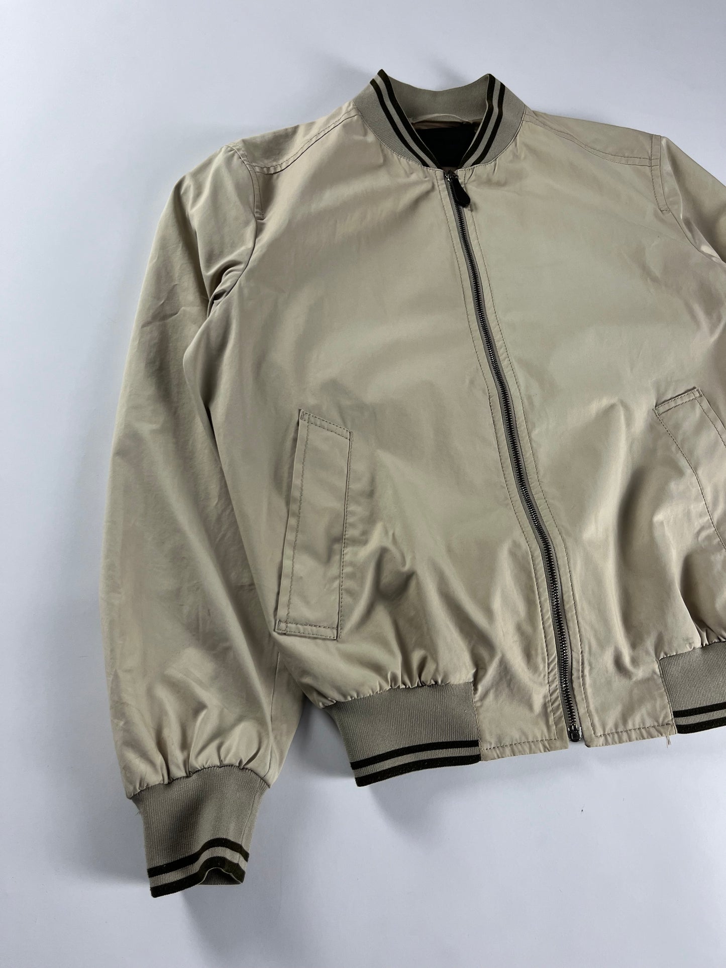 Prada Classic Cream Nylon Modern Bomber Jacket SS 2010 - L