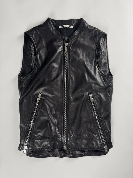 Yves Saint Laurent Double Side Zipper Dark Leather Vest 2010s - XS
