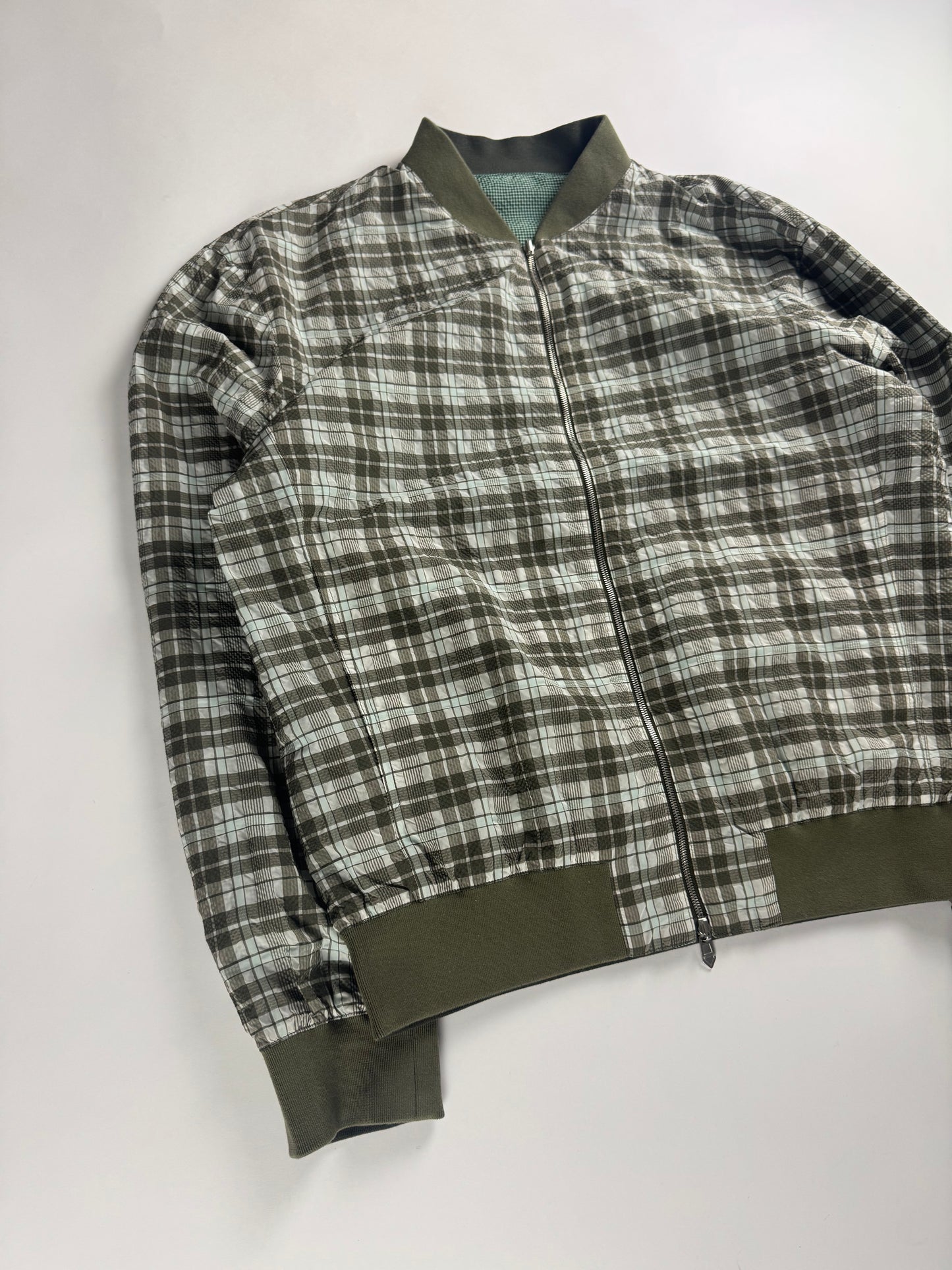 Hermès Sample Green Plaid Check Bomber Jacket SS 2020 - L