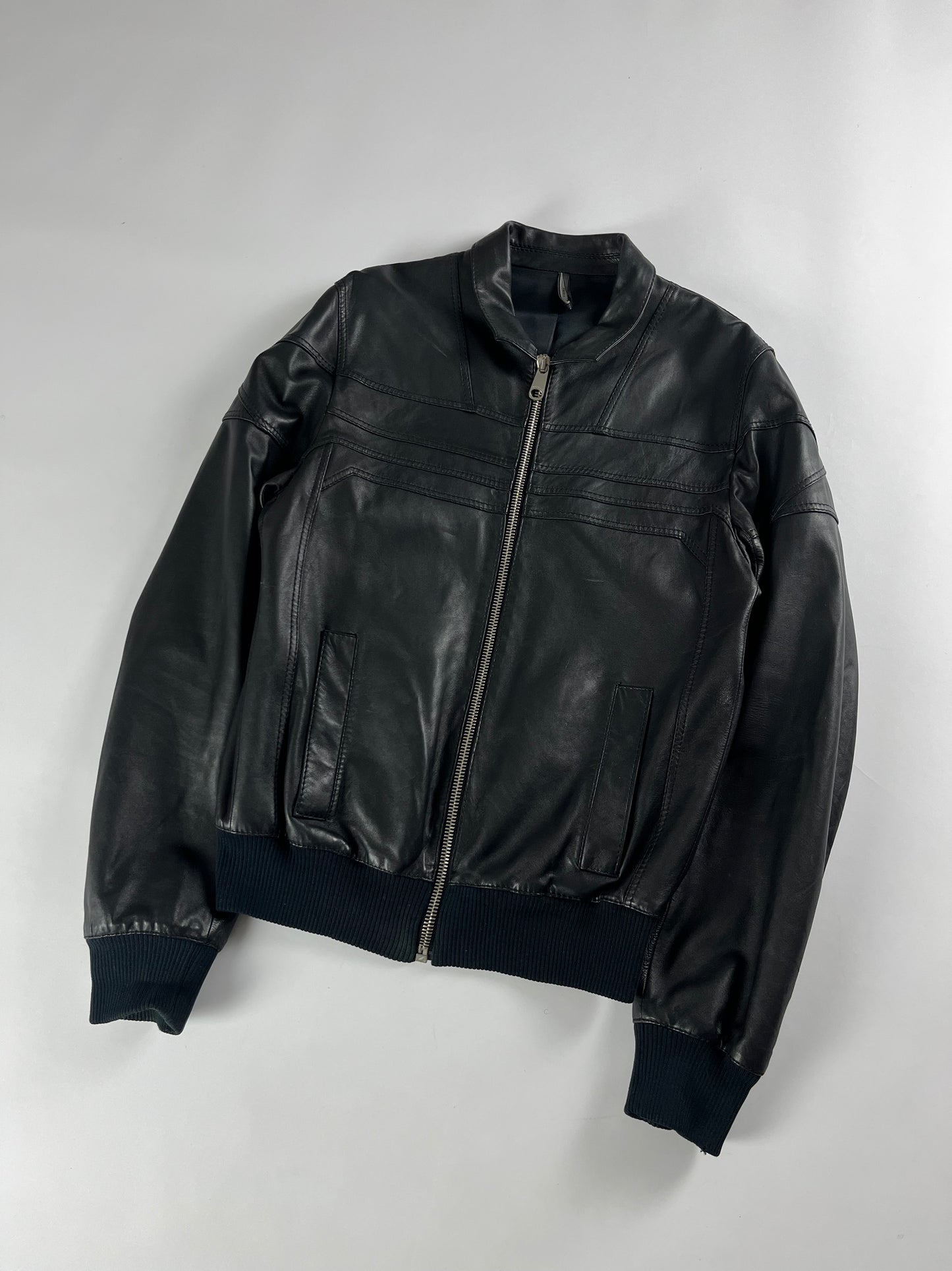 Dior Homme Black Leather Bomber Jacket SS 2008 - M