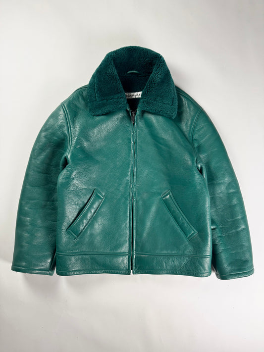 Balenciaga Sample Green Shearling Aviator Bomber Jacket FW 2019 - M
