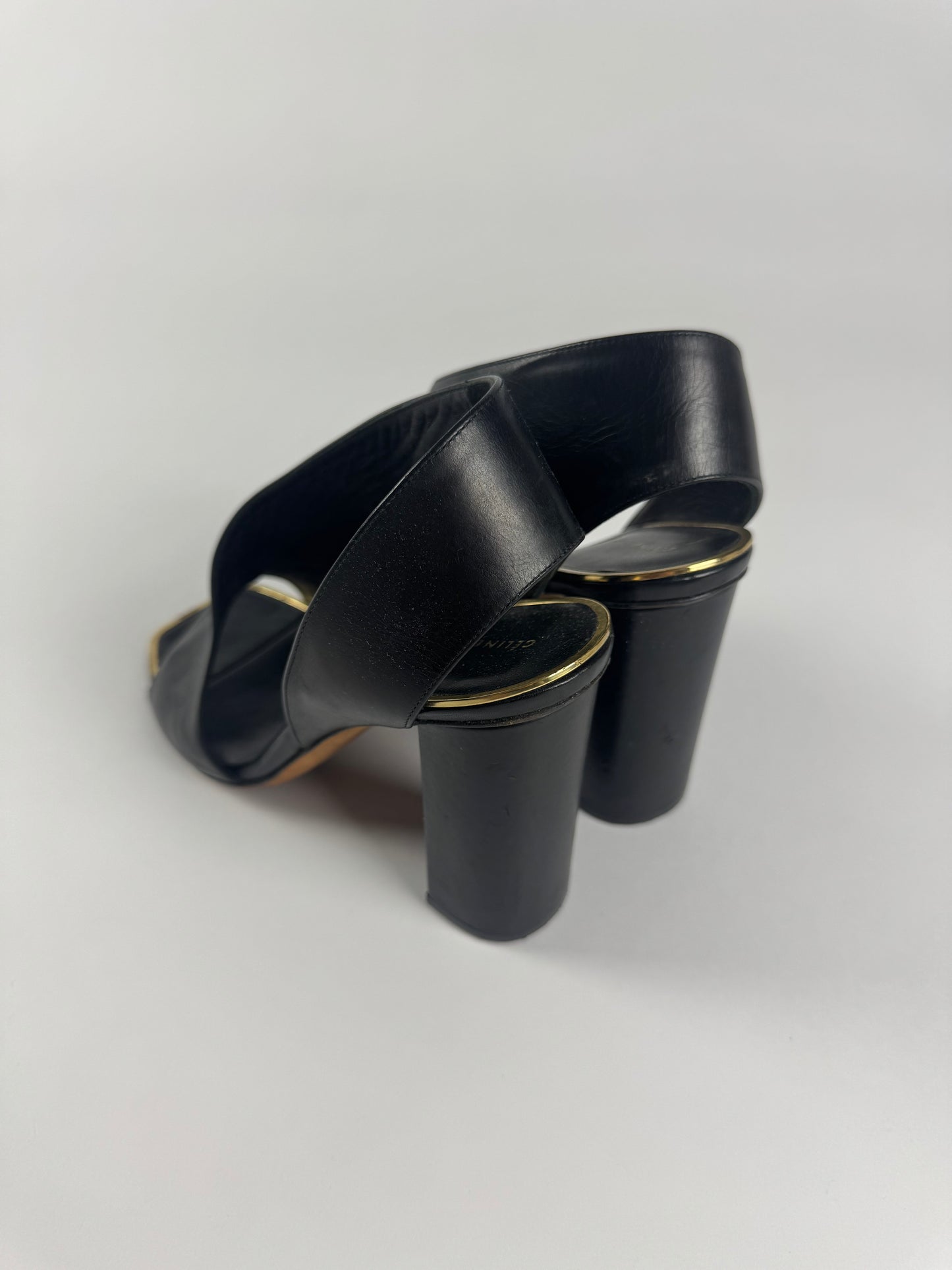 Celine Calfskin Square Toe Asymmetrical Heel Slingback Scandal Pumps SS 2015 - 38 EU