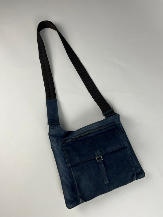 Prada Navy Suede Leather Crossbody Bag FW 1999 - OS