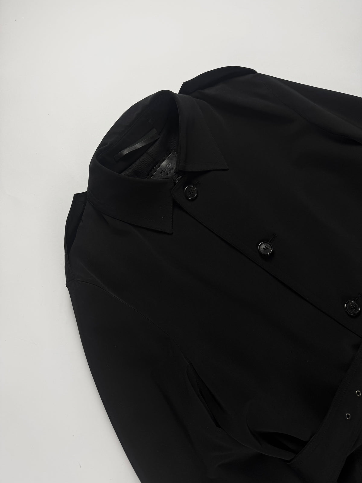 Prada Milano Black Single Breasted Minimalist Belted Coat FW 2000 - L