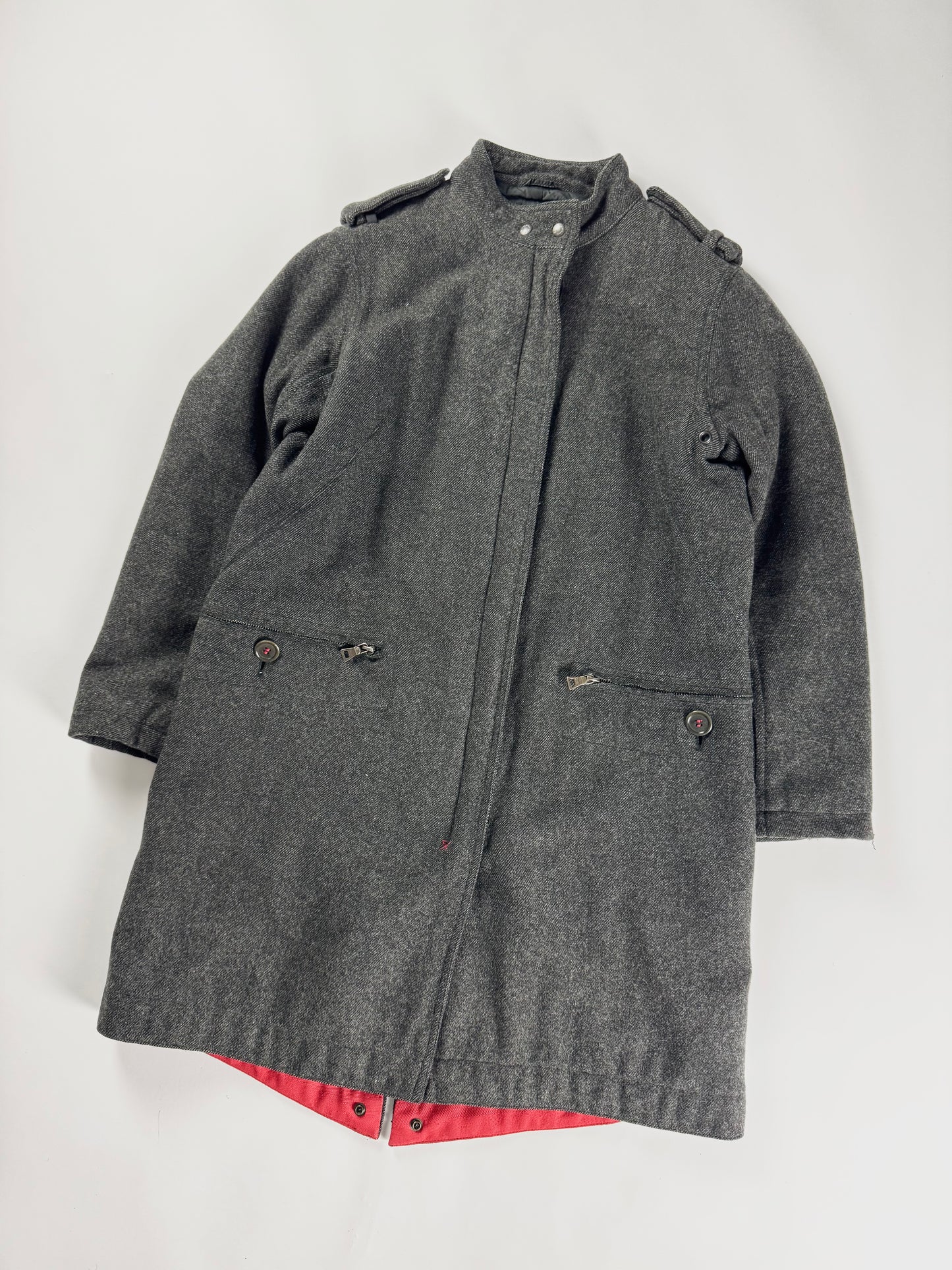 Prada Grey Wool Military Epaulettes Coat FW 1999 - S