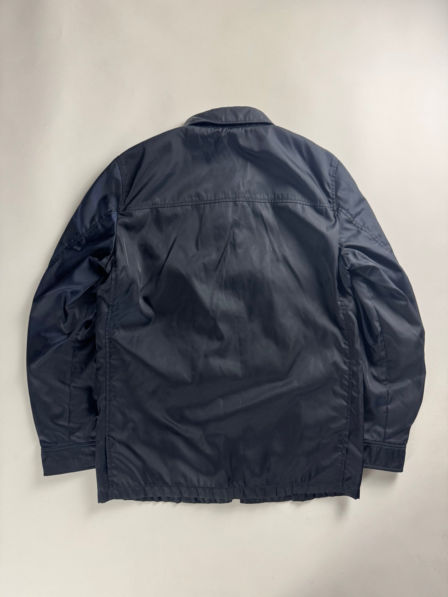 Prada Uniform Navy Double Zip Officer Minimalist Trucker Jacket FW 2011 - M