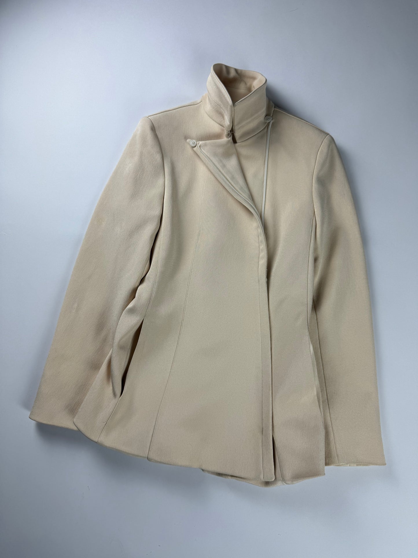 Prada Sample Asymmetrical Ivory Architectural Drape Coat FW 1995 - S