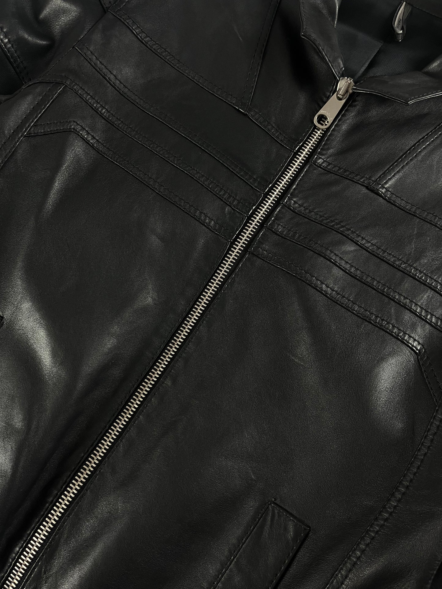 Dior Homme Black Leather Bomber Jacket SS 2008 - M