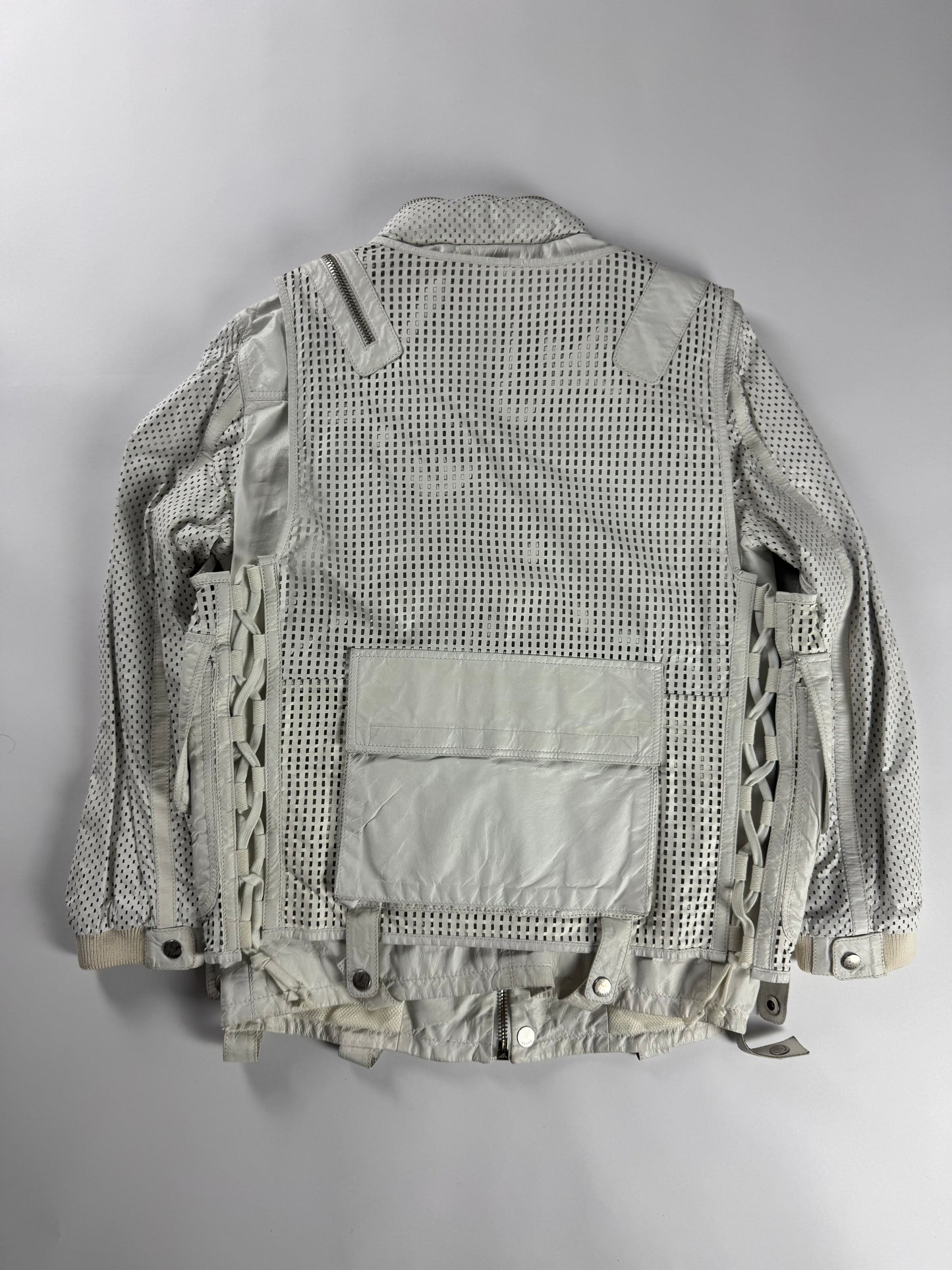 Gucci Sample 2 in 1 Cargo Mesh Leather Utility Bomber Jacket SS 2010 - S