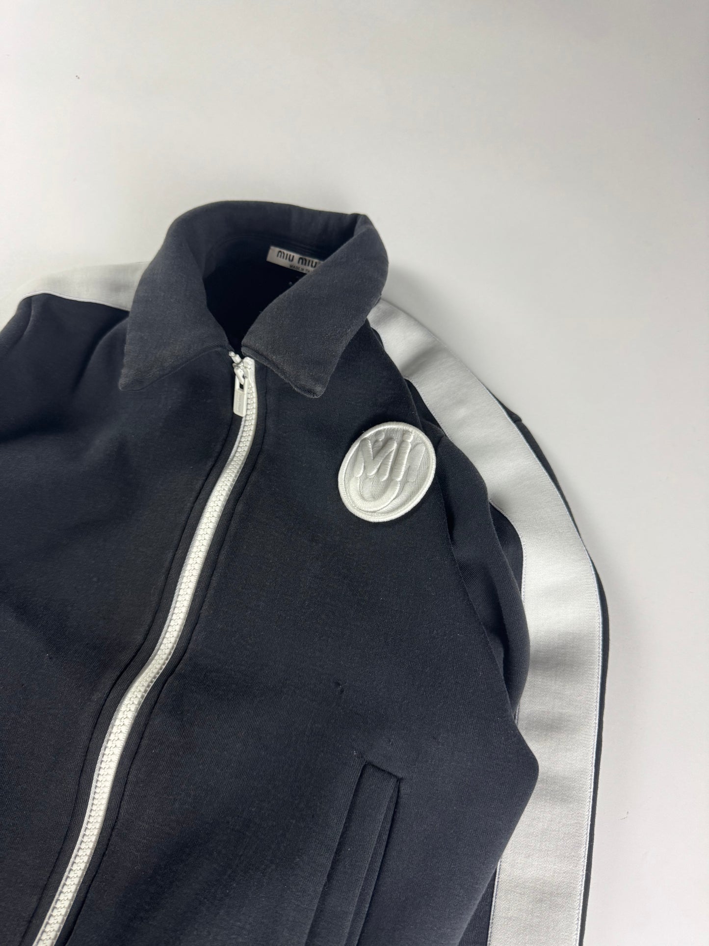 Miu Miu Crop Patch Logo Track Zipper Jacket SS 2020 - S