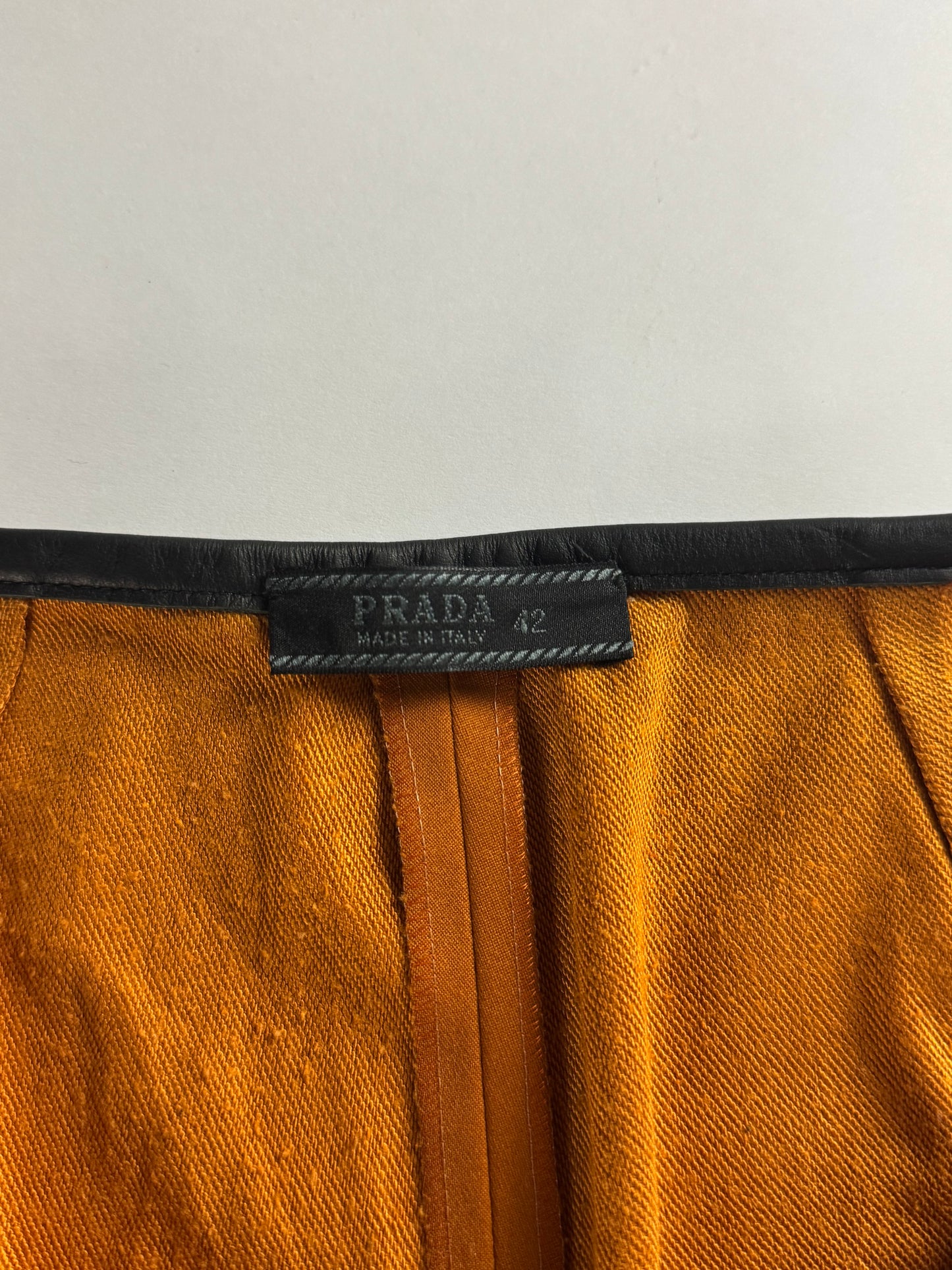 Prada Leather Cuffed Waist Amber Nylon Pants FW 1999 - S