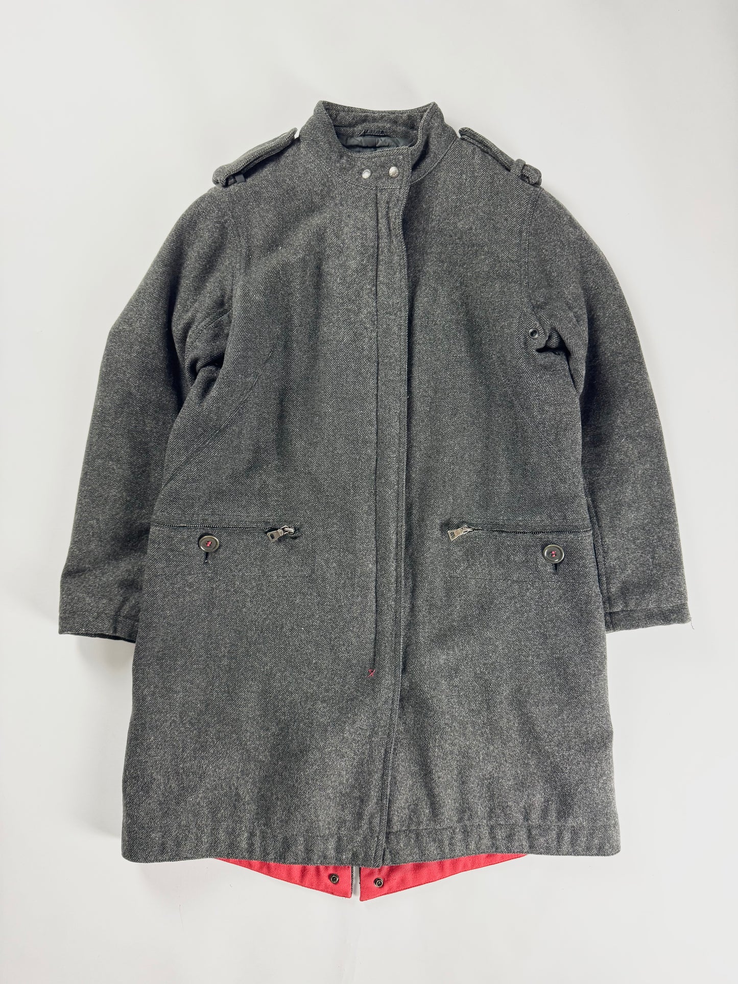 Prada Grey Wool Military Epaulettes Coat FW 1999 - S