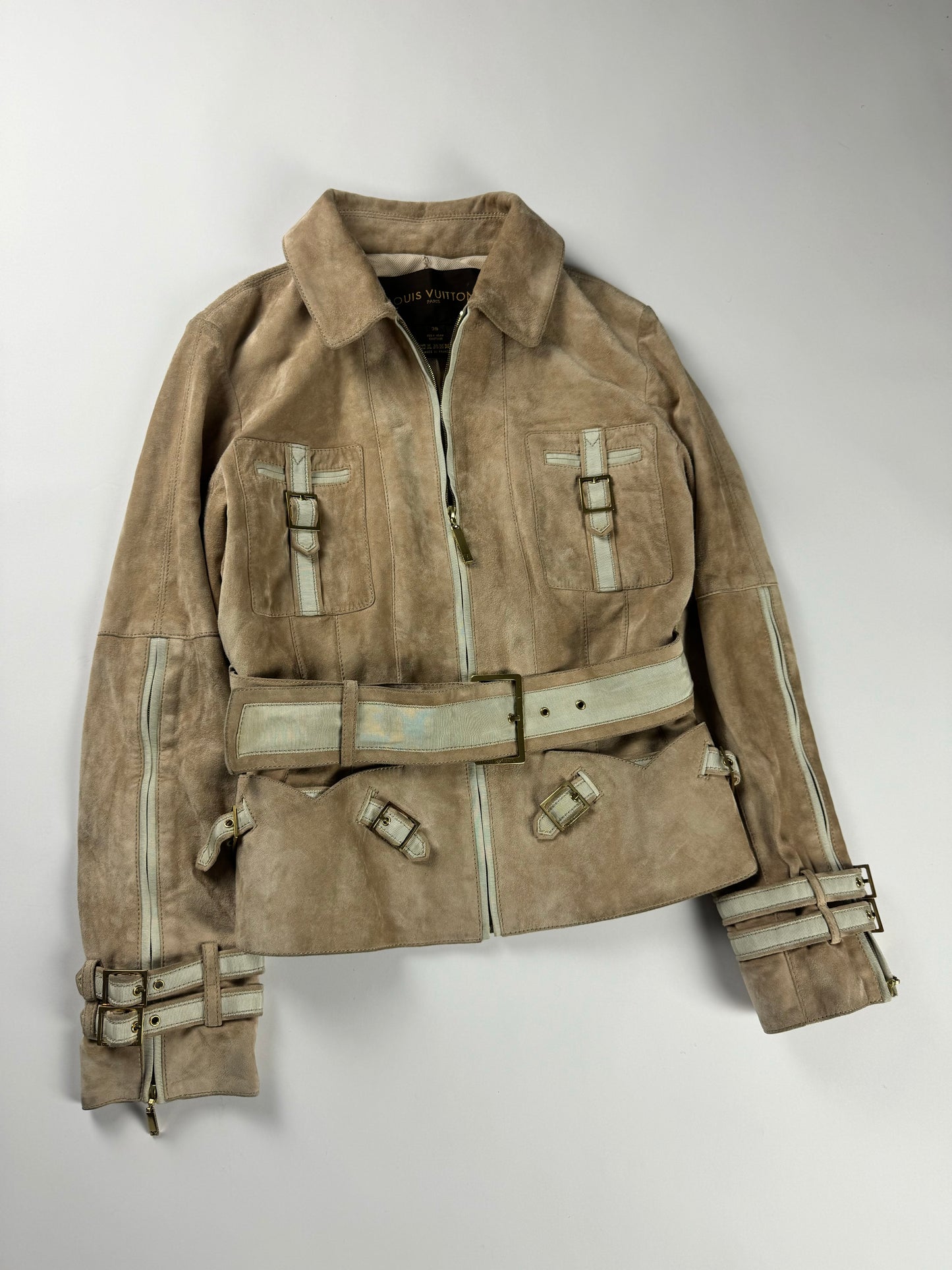 Louis Vuitton Suede Calfskin  Leather Multi Belted Jacket 2000s - XS