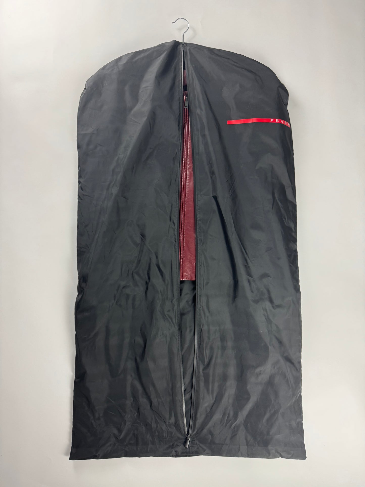Prada Backside Triangle Logo Reversible Soft Bordeaux Leather Bomber Jacket FW 2017 - M