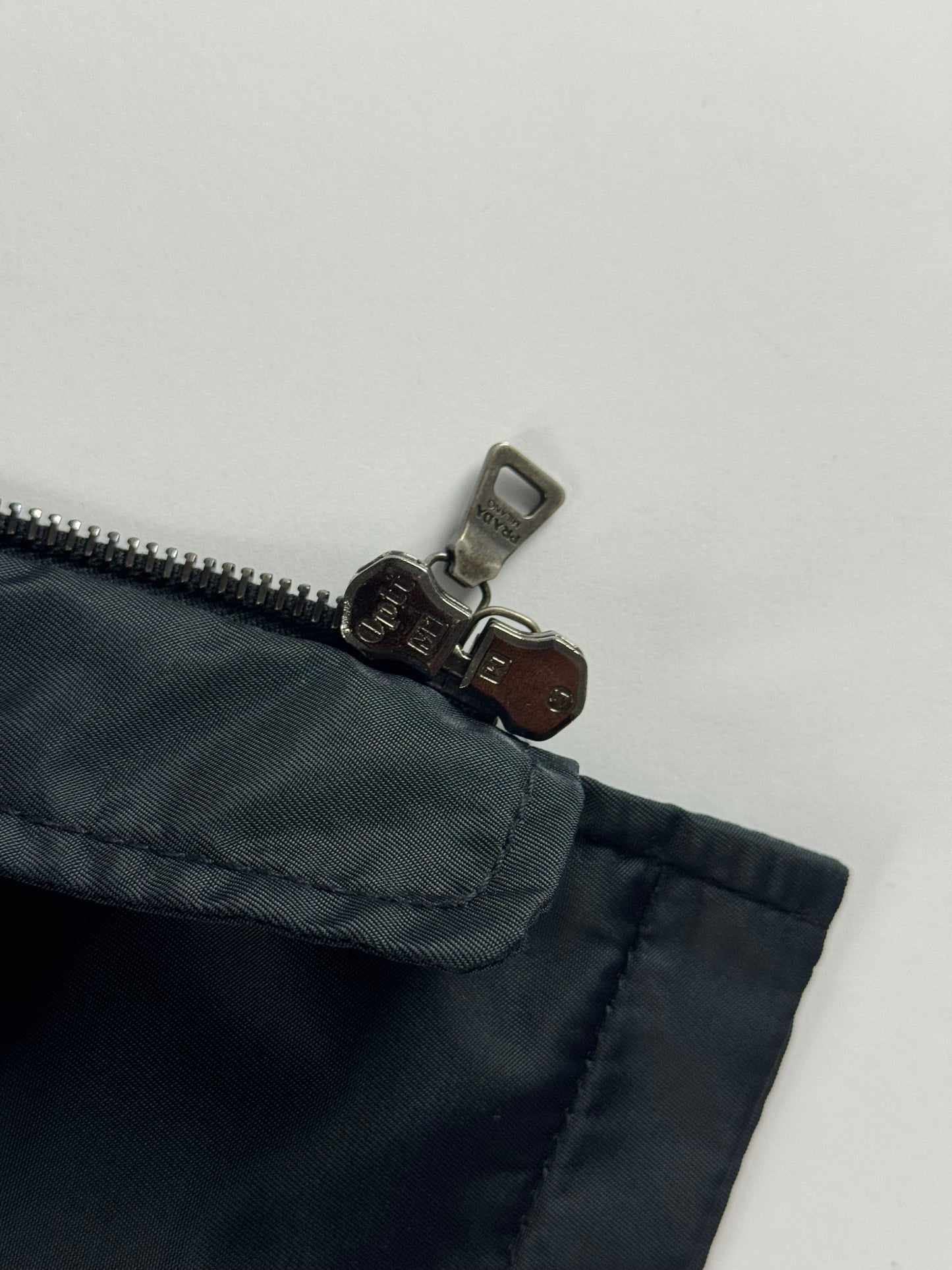 Prada Navy Double Zip Officer Minimalist Trucker Jacket SS 2008 - M