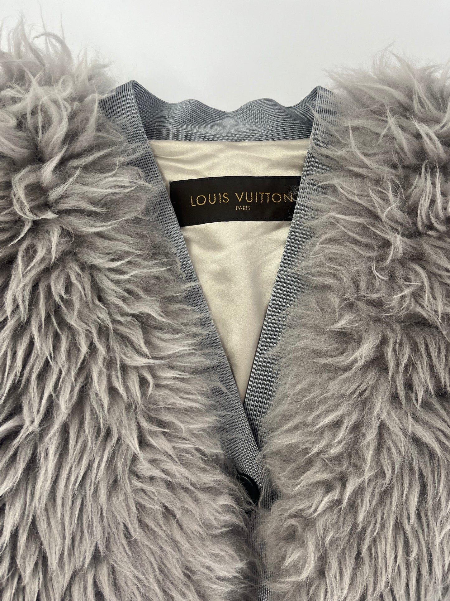 Louis Vuitton Sample Light Grey Fur Crop Jacket FW 2015 - S