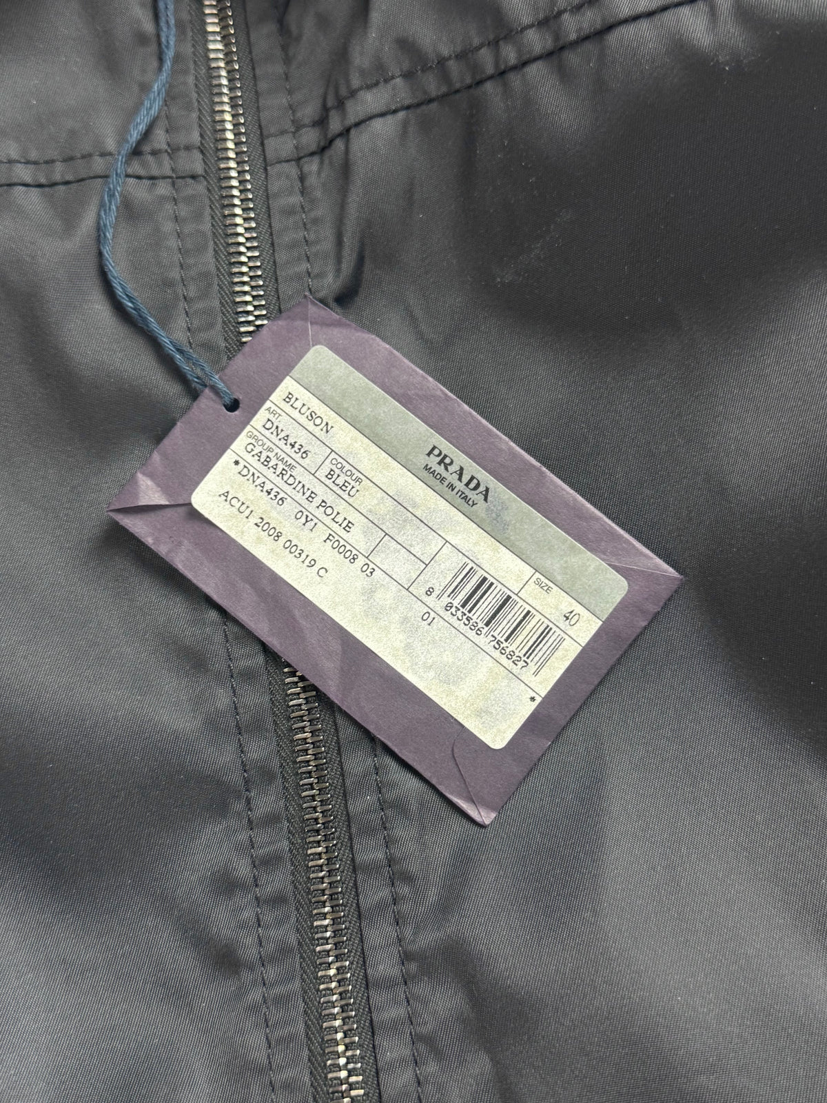 Prada Navy Double Zip Officer Minimalist Trucker Jacket SS 2008 - XS