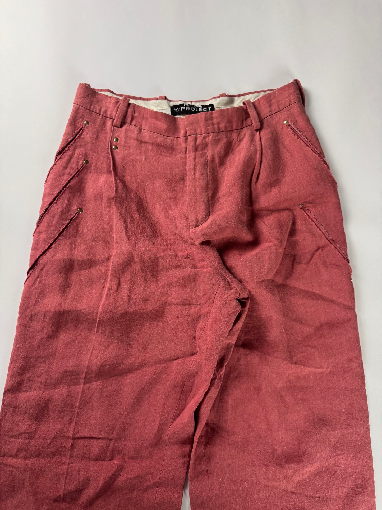 Y/Project Sample Pink Tailored Three Oblique Pocket Trousers SS 2018 - L