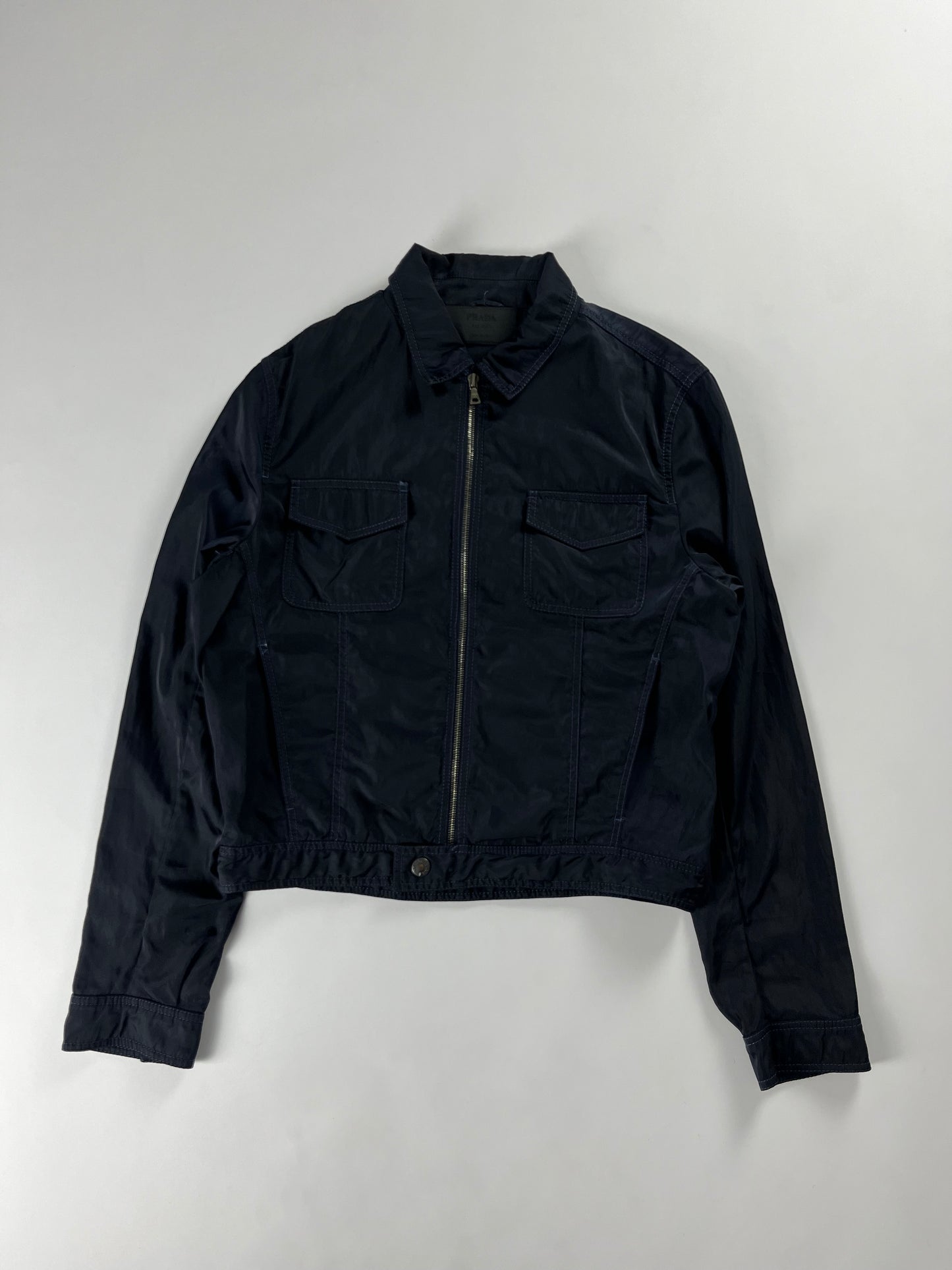 Prada Navy Four Pocket Zip Fit Jacket 2000s - M