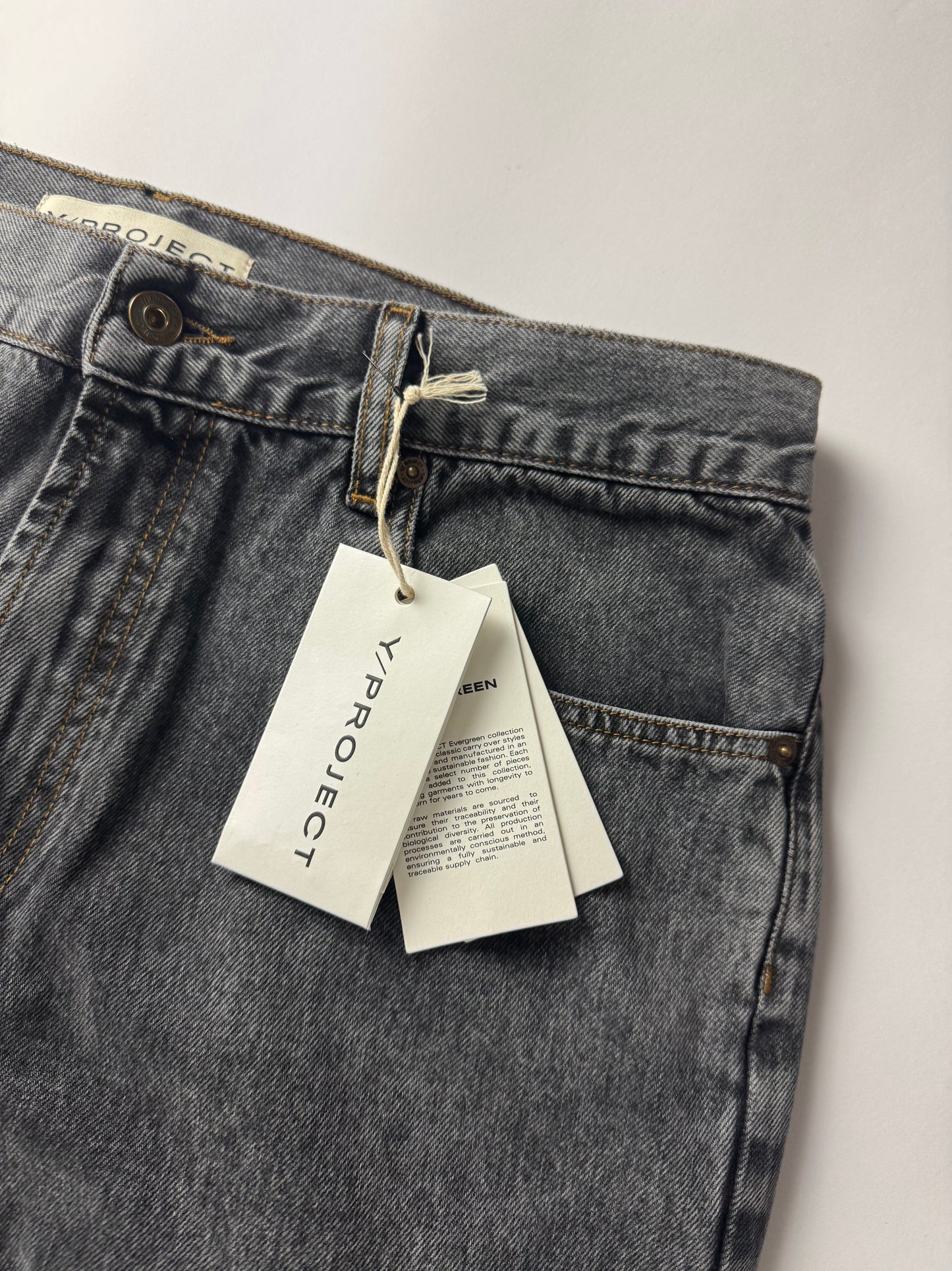Y/Project Mini Cowboy Cuff Grey Denim Pants SS 2023 - 33 US