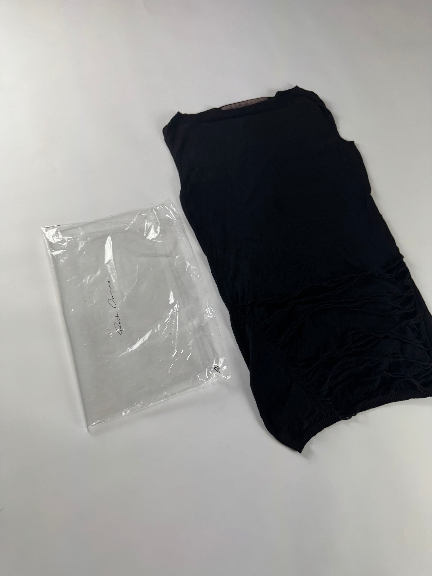 Rick Owens Black Dust Fringes Vest Top 2000s - S
