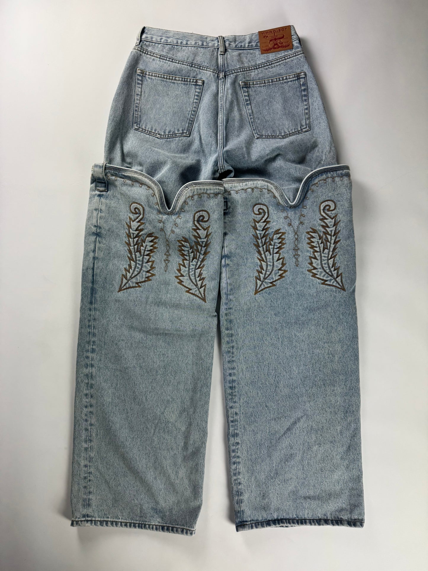 Y/Project Maxi Cowboy Cuff Blue Denim Pants SS 2023 - 32 US