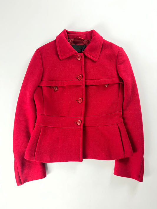 Prada Red Wool Zipper Coat FW 1999 - M