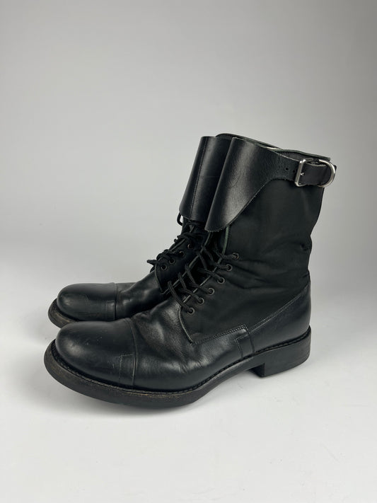 Prada Black Leather Commando Boots - 41,5 EU